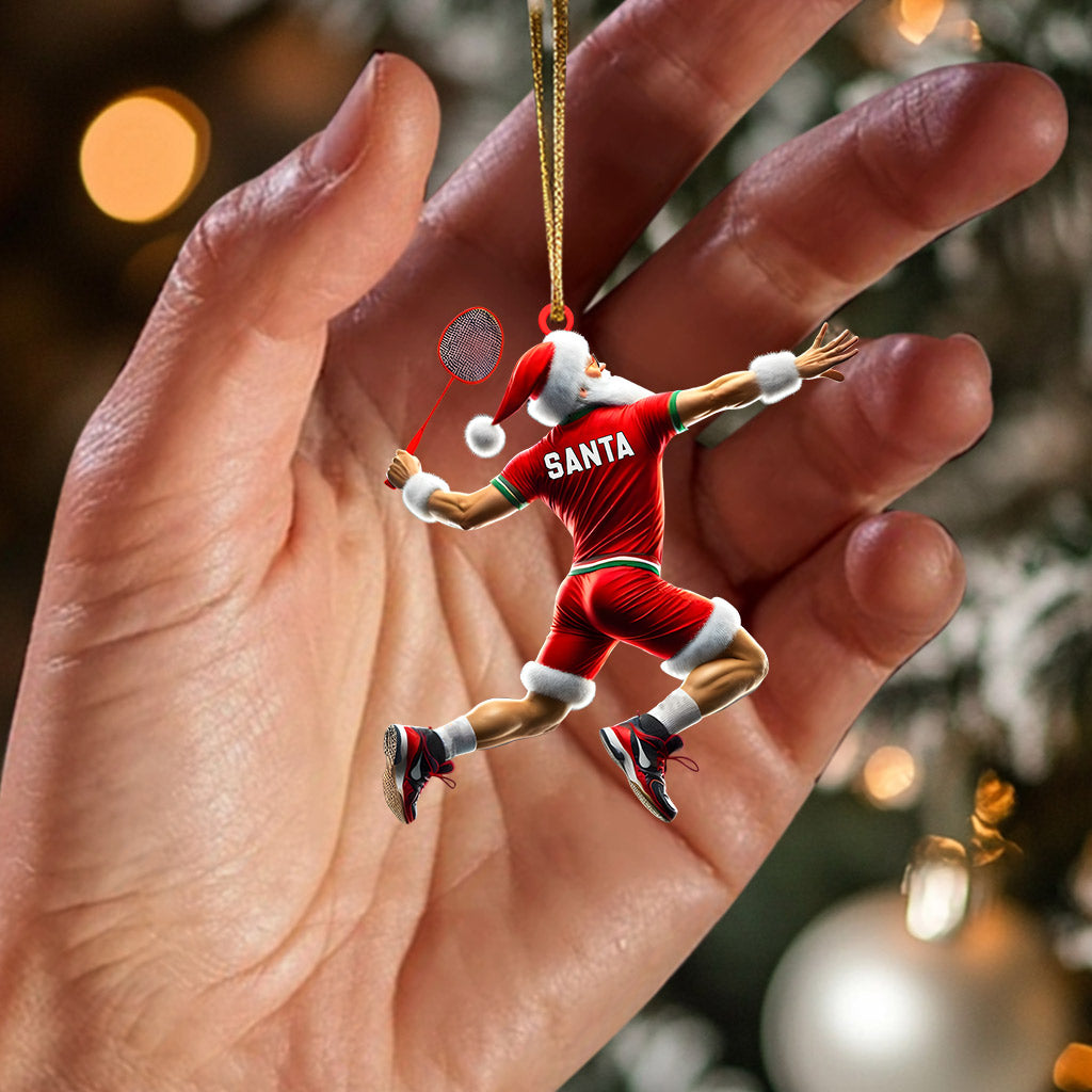 Blisscorners Santa Badminton Christmas Ornament, Personalized Ornament2D Flat LM2211