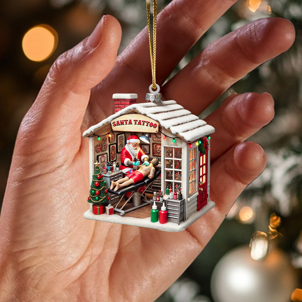 Blisscorners Santa's Tattoo Christmas Ornament, Personalized Ornament2D Flat LM2211