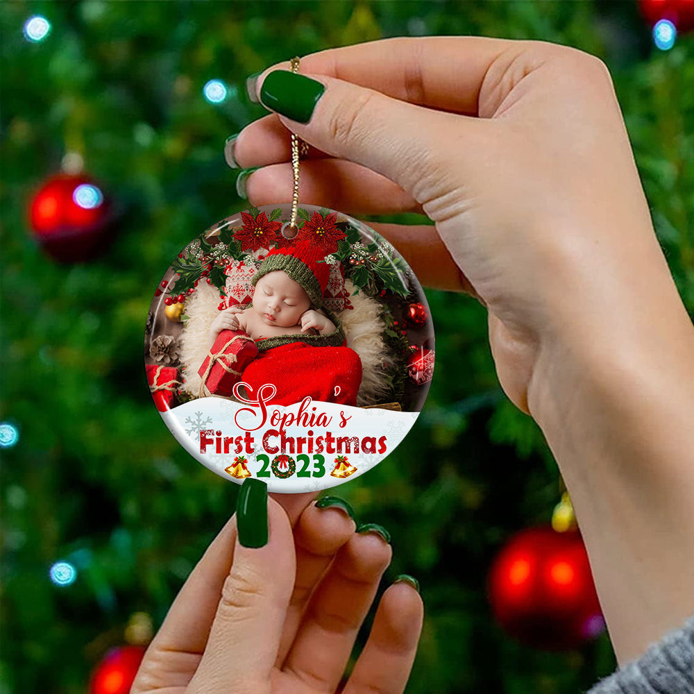 Blisscorners Baby's First Christmas - Personalized Ceramic Ornament - Gift For Christmas, Family Gift2D Flat LM2111
