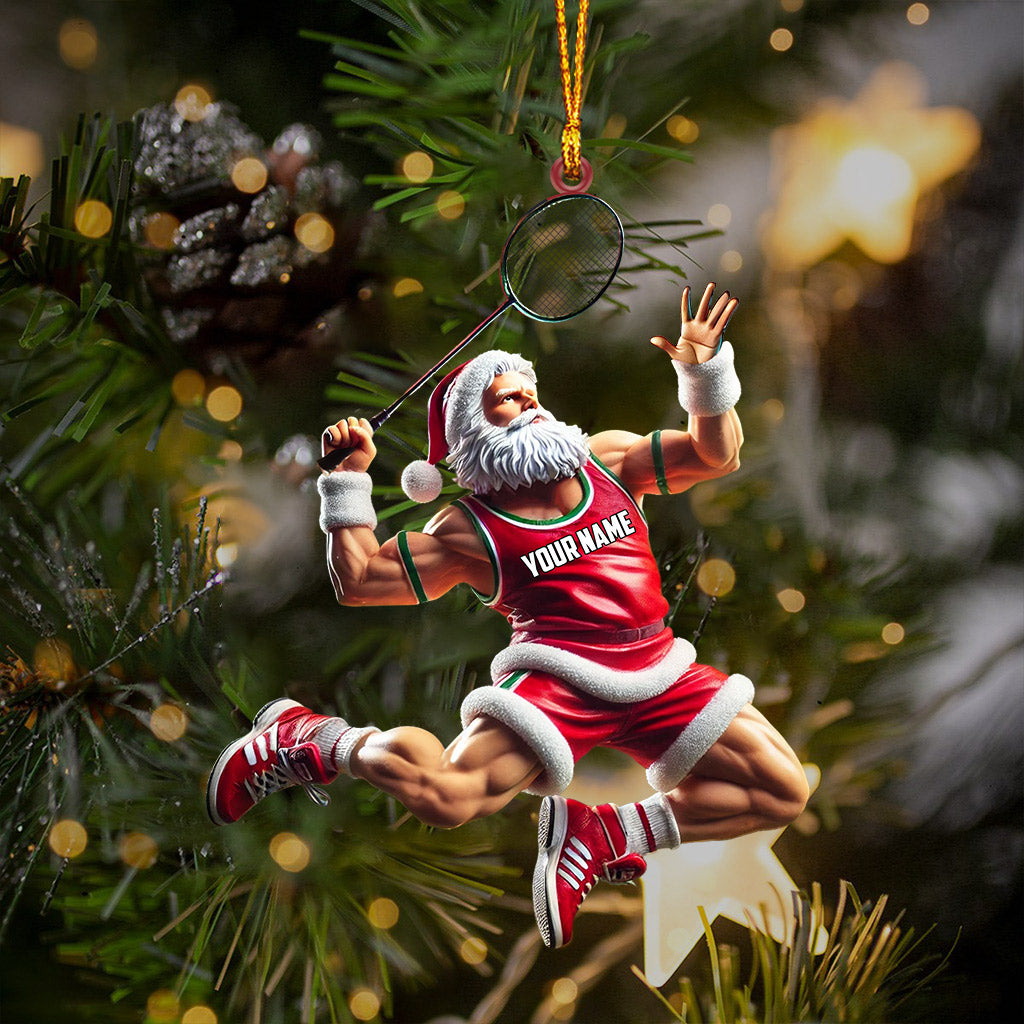 Blisscorners Santa Plays Badminton Christmas Ornament, Personalized Ornament2D Flat LM2211