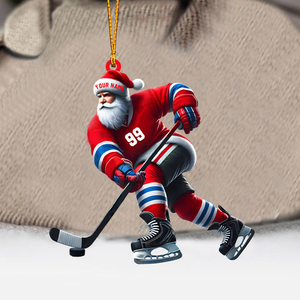 Blisscorners Santa Hockey Christmas Ornament, Personalized Ornament2D Flat LM2211