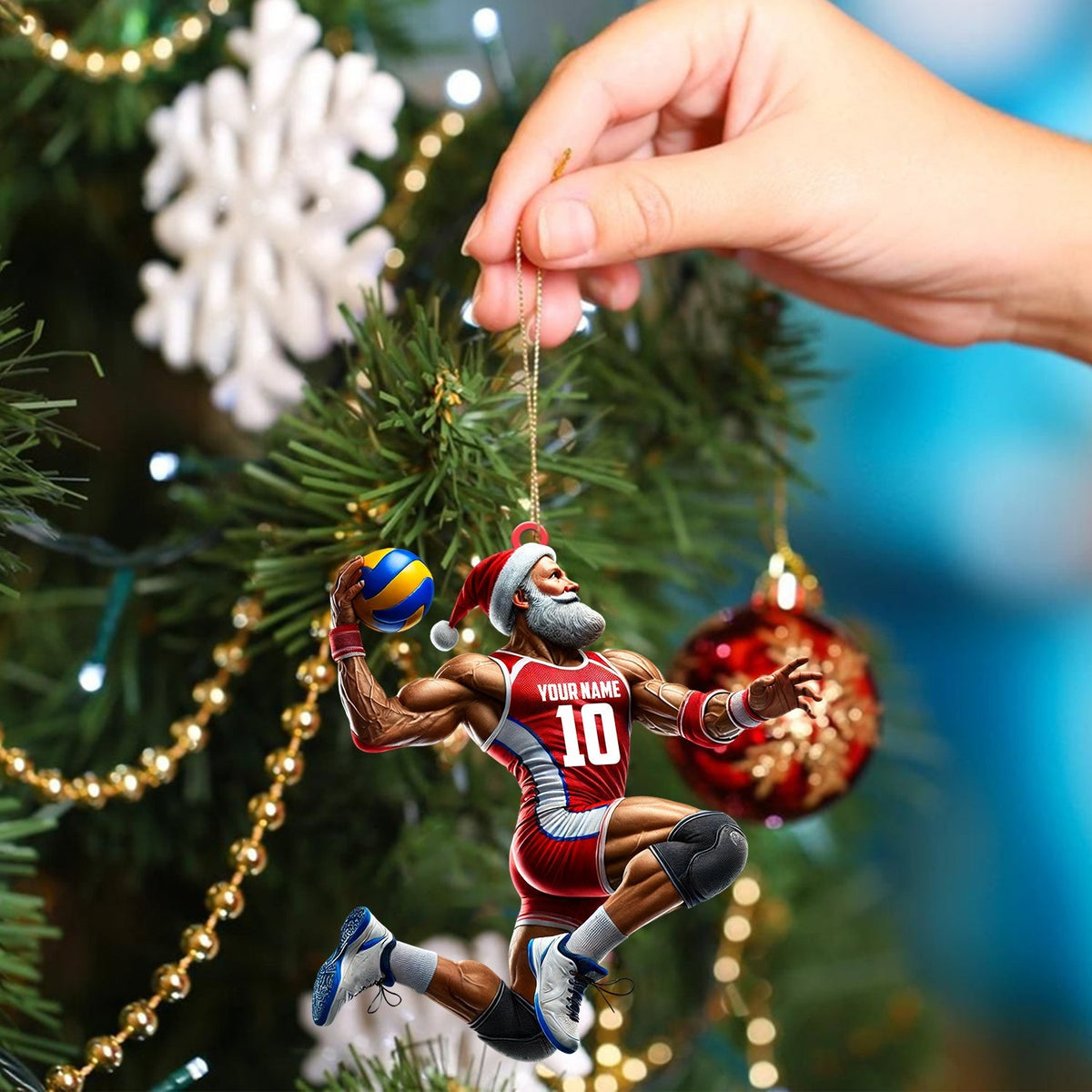 Blisscorners Volleyball Santa Home Decor Christmas Ornament, Personalized Ornament2D Flat LM2211