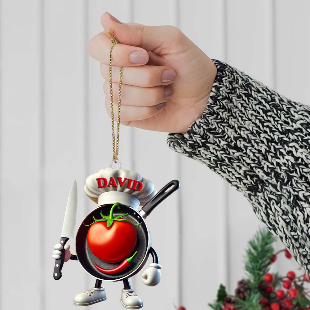 Blisscorners Custom Name Chef Ornament, Chef Christmas Gift2D Flat LM2211