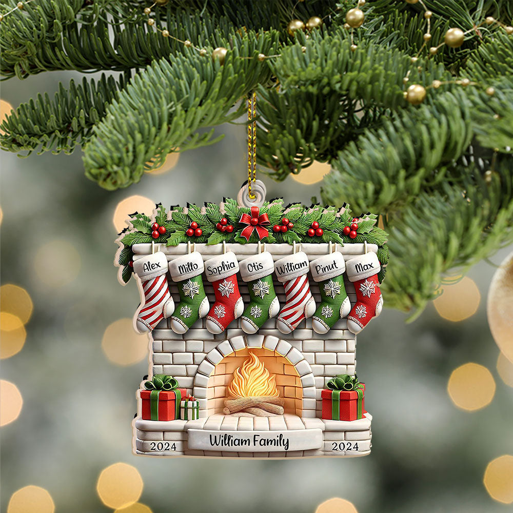 Blisscorners Custom Name Ornament, Christmas Stock Family2D Flat LM2211
