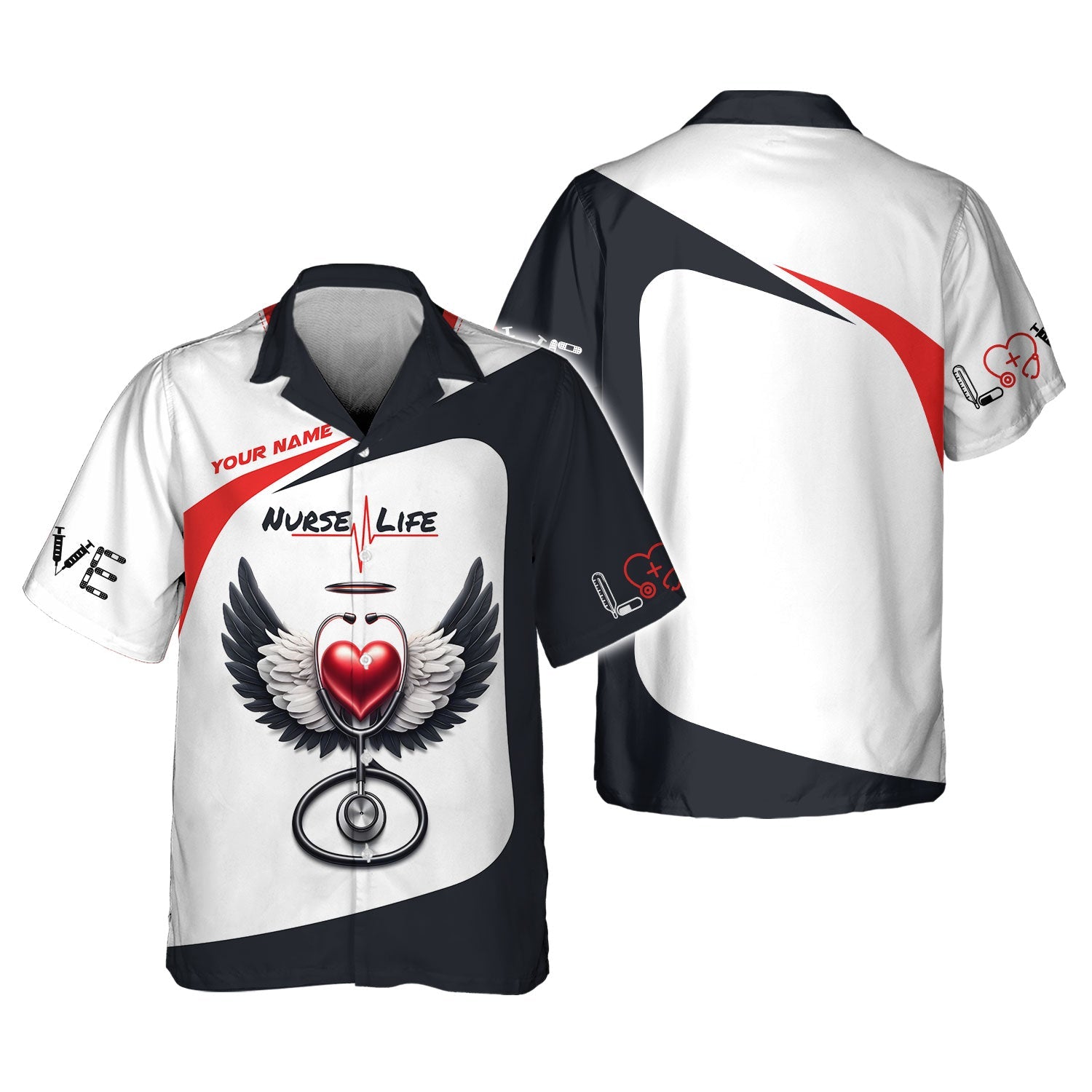 Blisscorners Personalized Nurse Shirt - Heart and Healing Hands