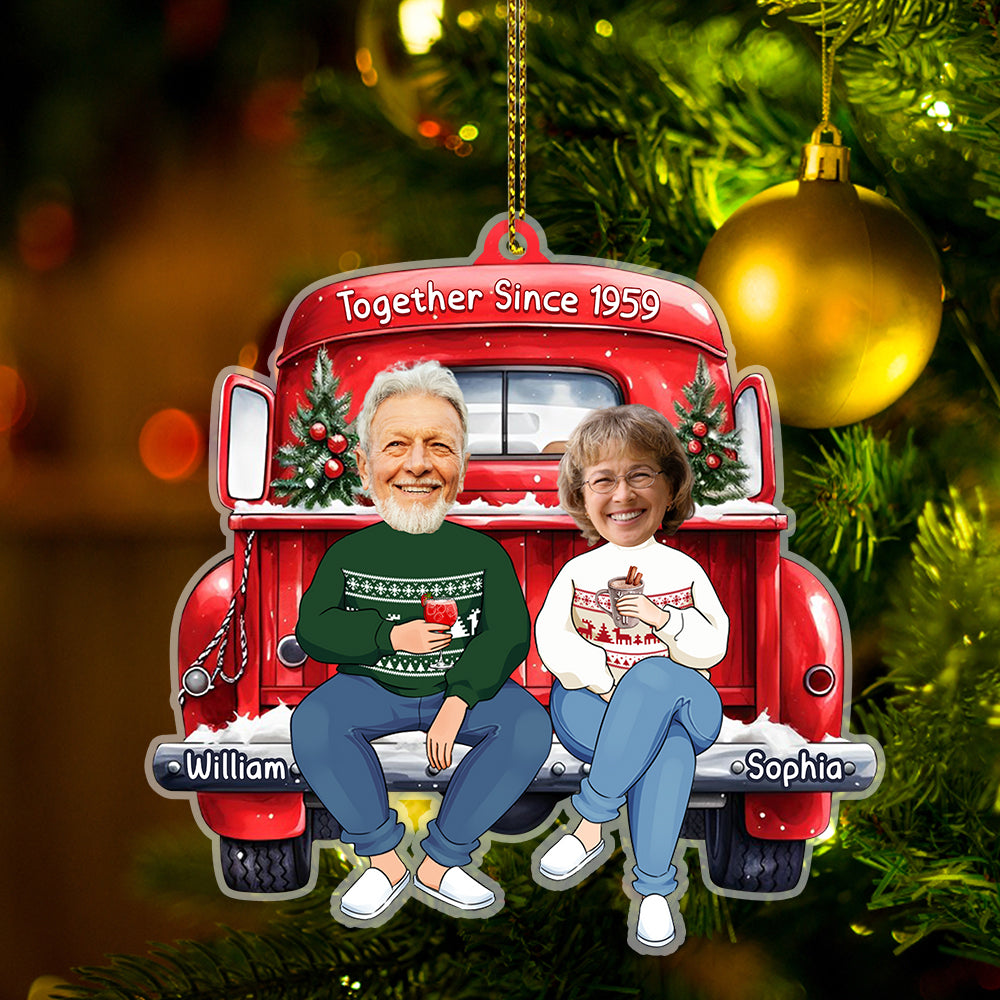 Blisscorners Custom Face Photo And Name, Personalized Acrylic Ornament - Together Since - Christmas Gift For Couple2D Flat LM2111