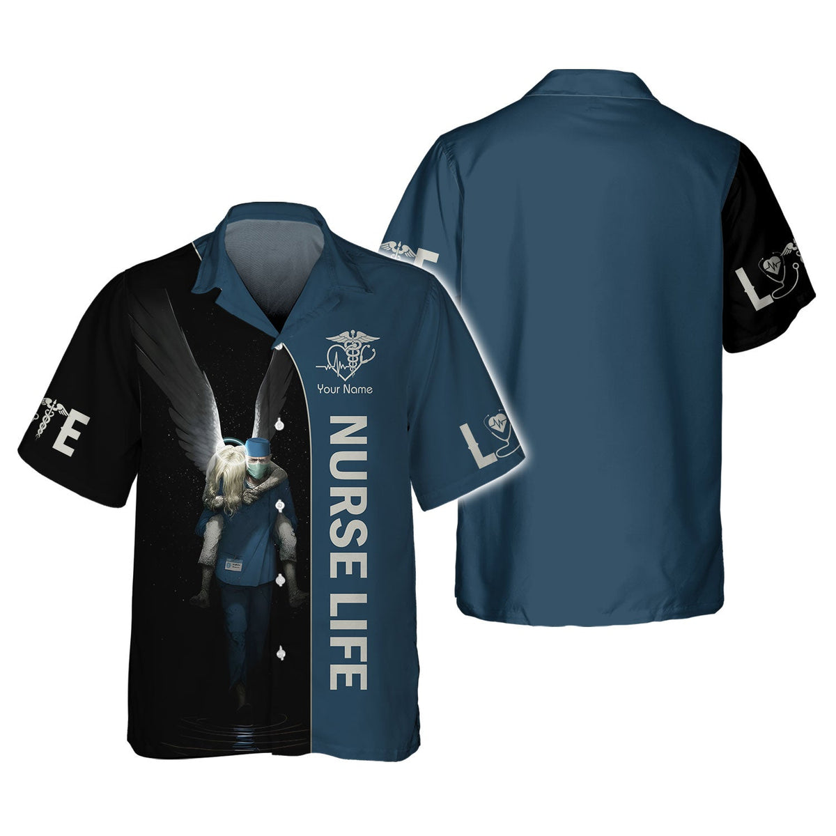 Blisscorners Personalized Nurse Shirt, Angel Wings and Healthcare Hero Tribute