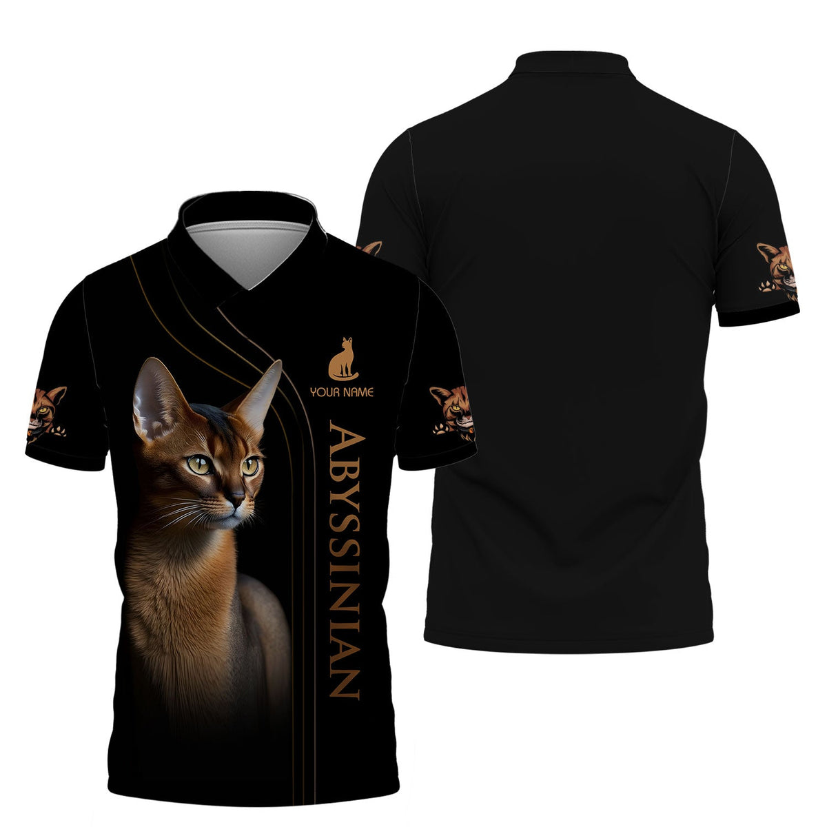 Blisscorners 3D Full Print Abyssinian Cat T-Shirts Personalized Name Gift For Cat Lovers