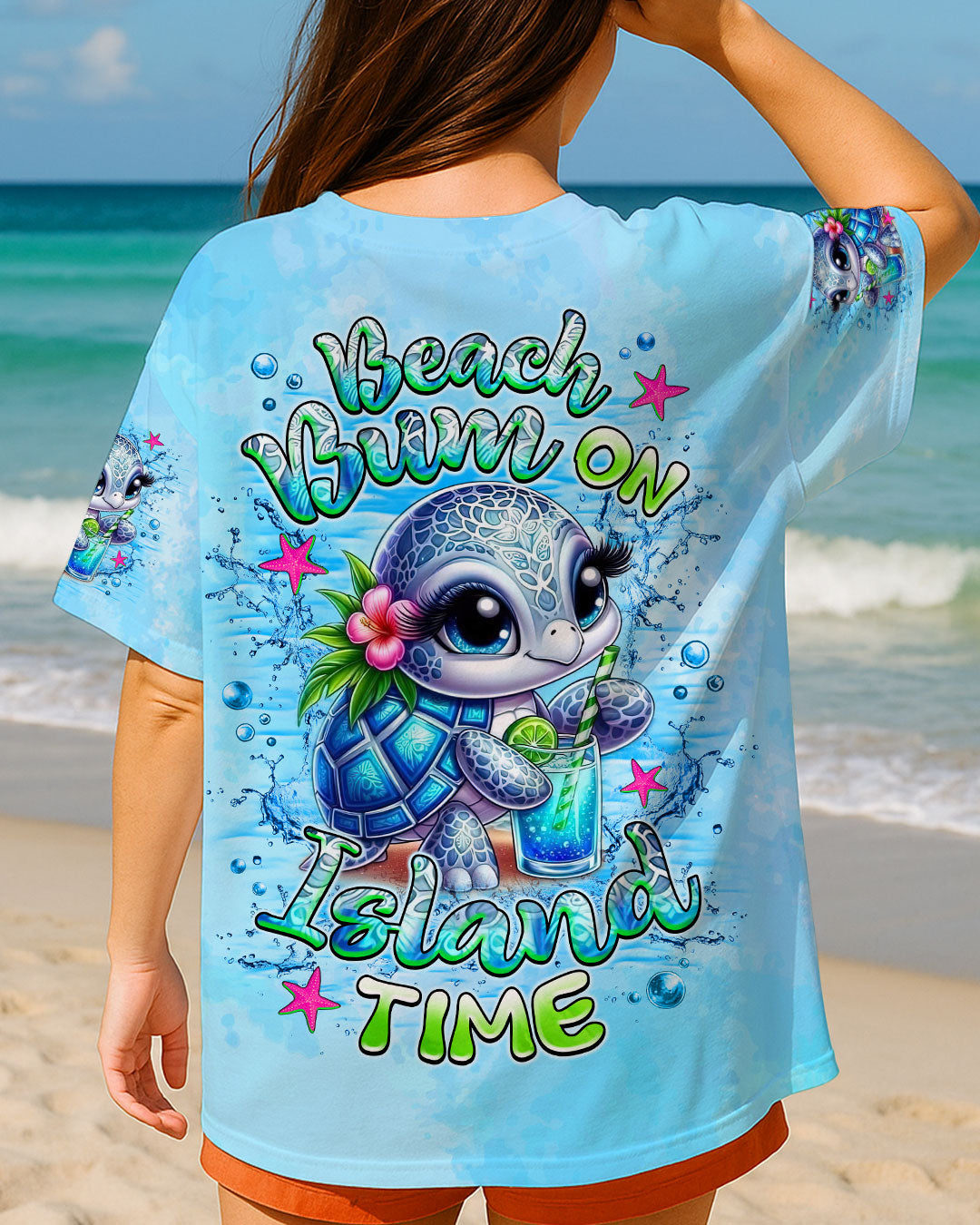 BLISSCORNERS BEACH BUM ON ISLAND TIME TURTLE ALL OVER PRINT