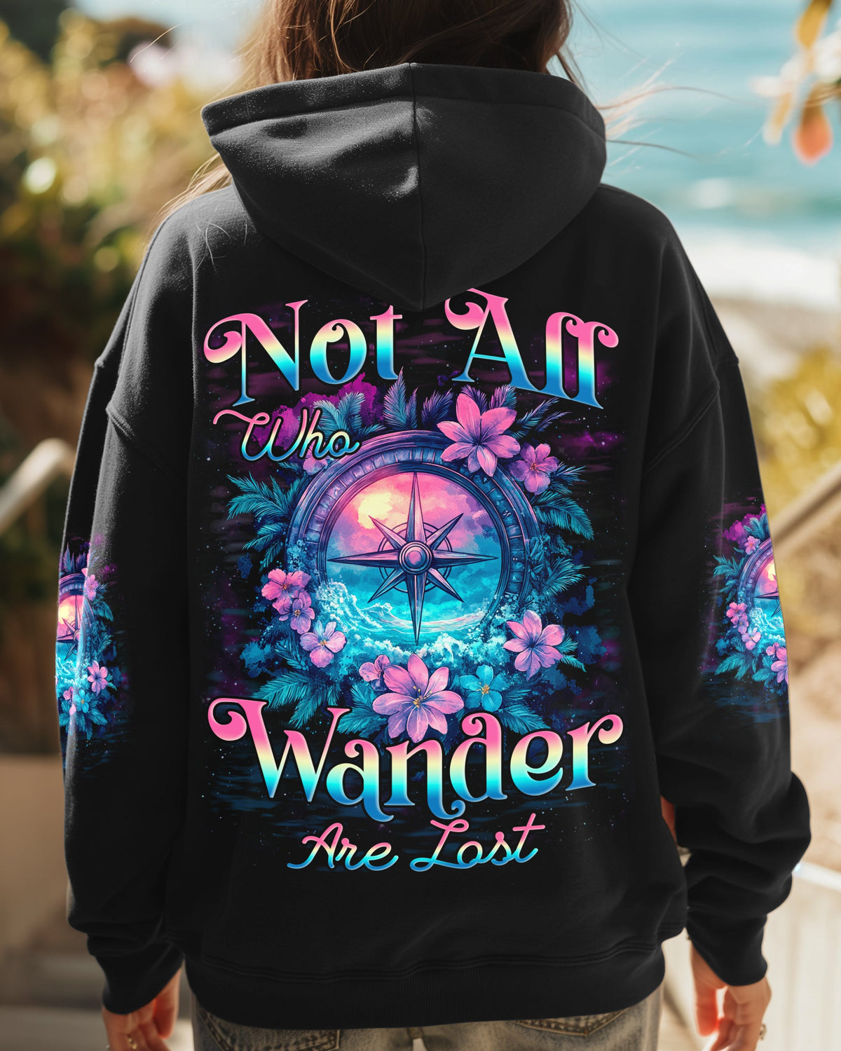 BLISSCORNERS NOT ALL WHO WANDER ARE LOST COMPASS ALL OVER PRINT