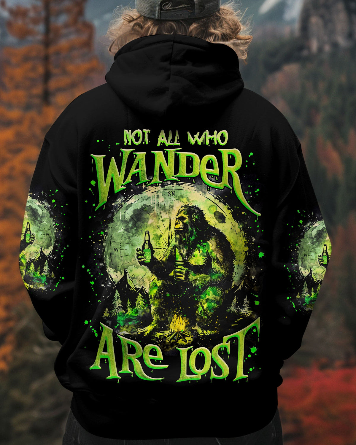 BLISSCORNERS NOT ALL WHO WANDER ARE LOST BIGFOOT COMPASS ALL OVER PRINT -  TLNZ1002253