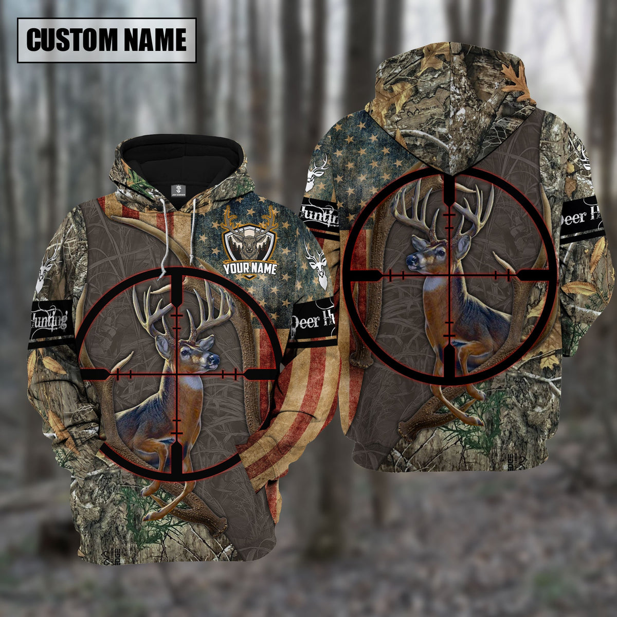 Blisscorners Custom Name Hunting Deer Gray Camo Shirt 3D All Over Printed Clothes