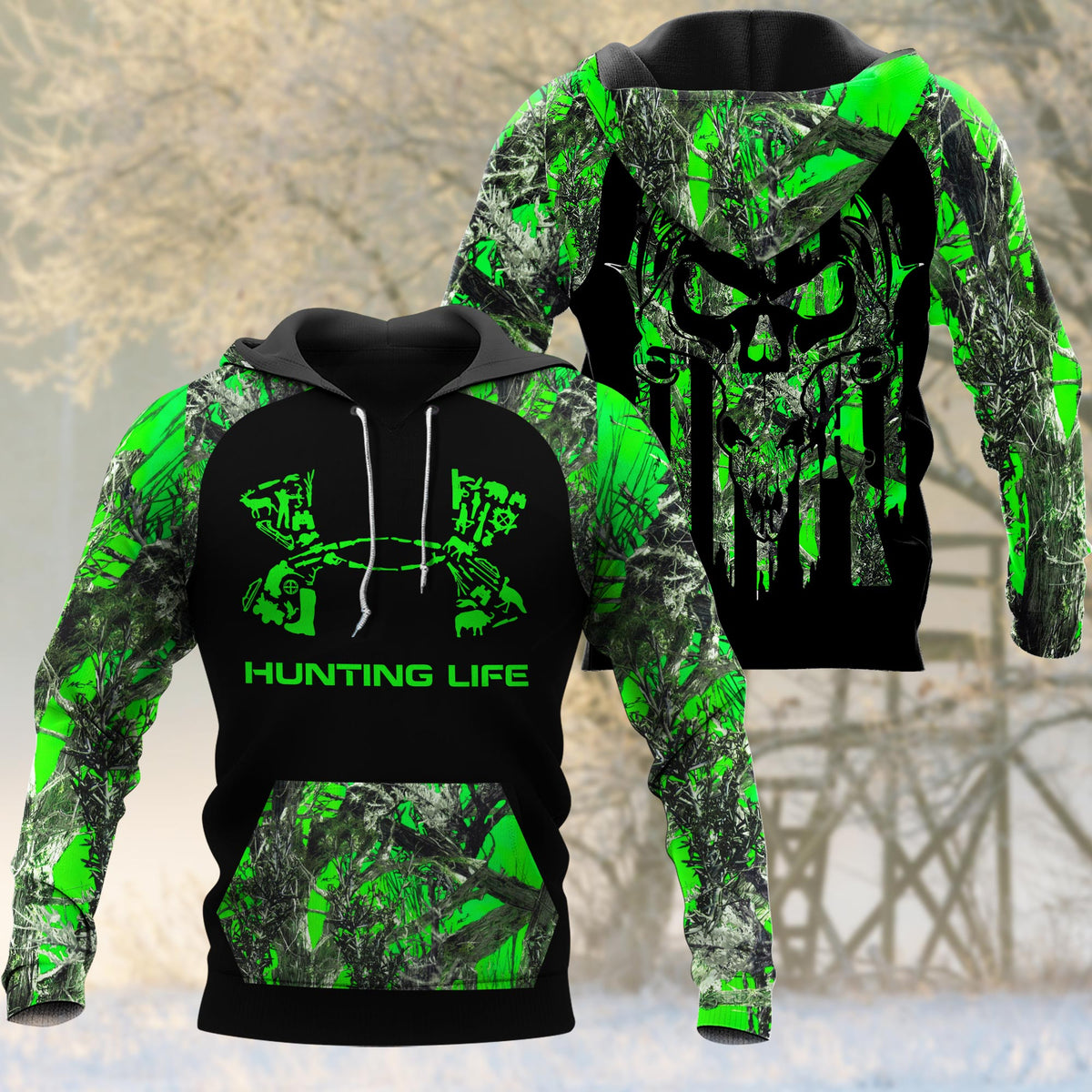 Blisscorners Hunting Life 3D Shirts (Green &amp; Grey Color)