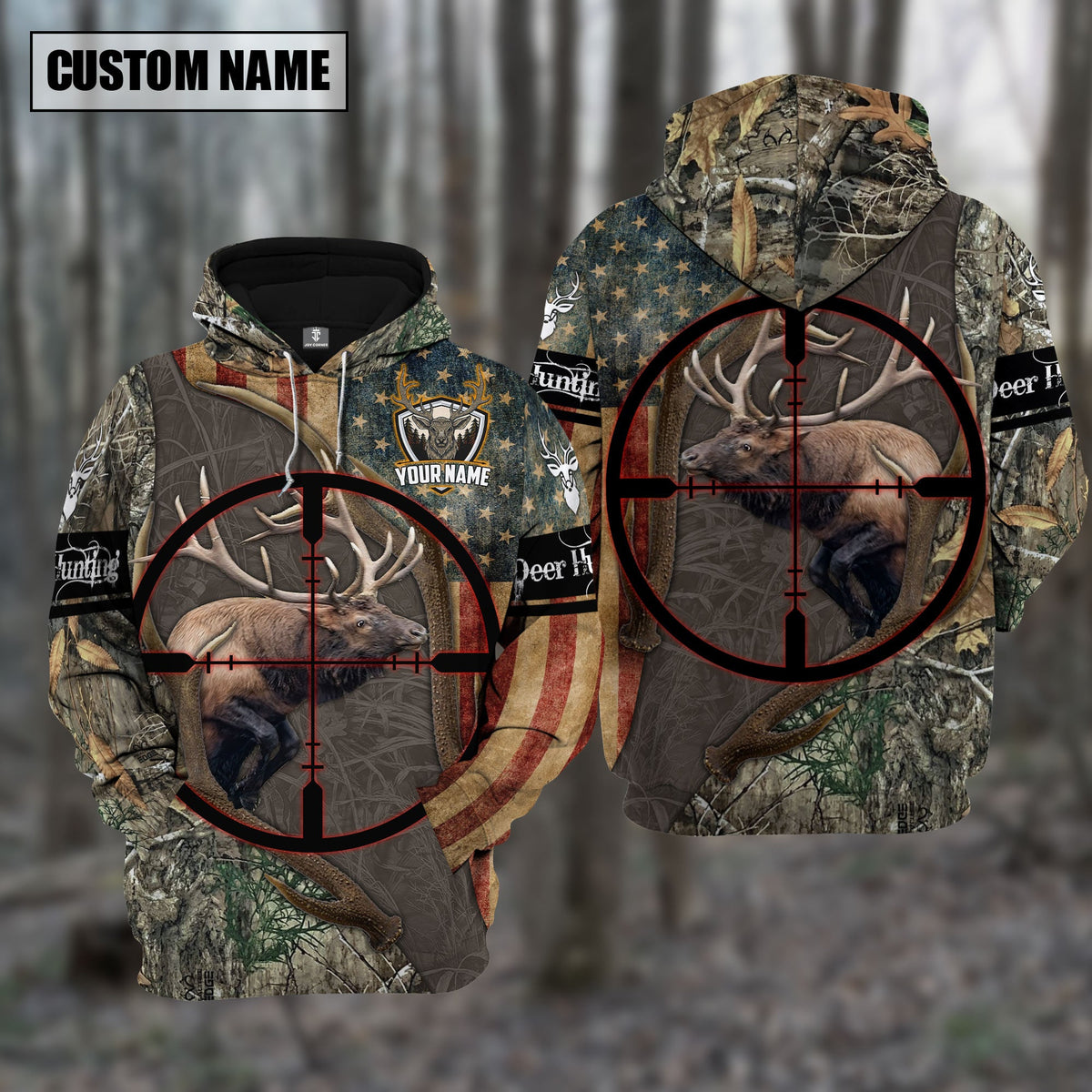 Blisscorners Custom Name Hunting Elk Gray Camo Shirt 3D All Over Printed Clothes