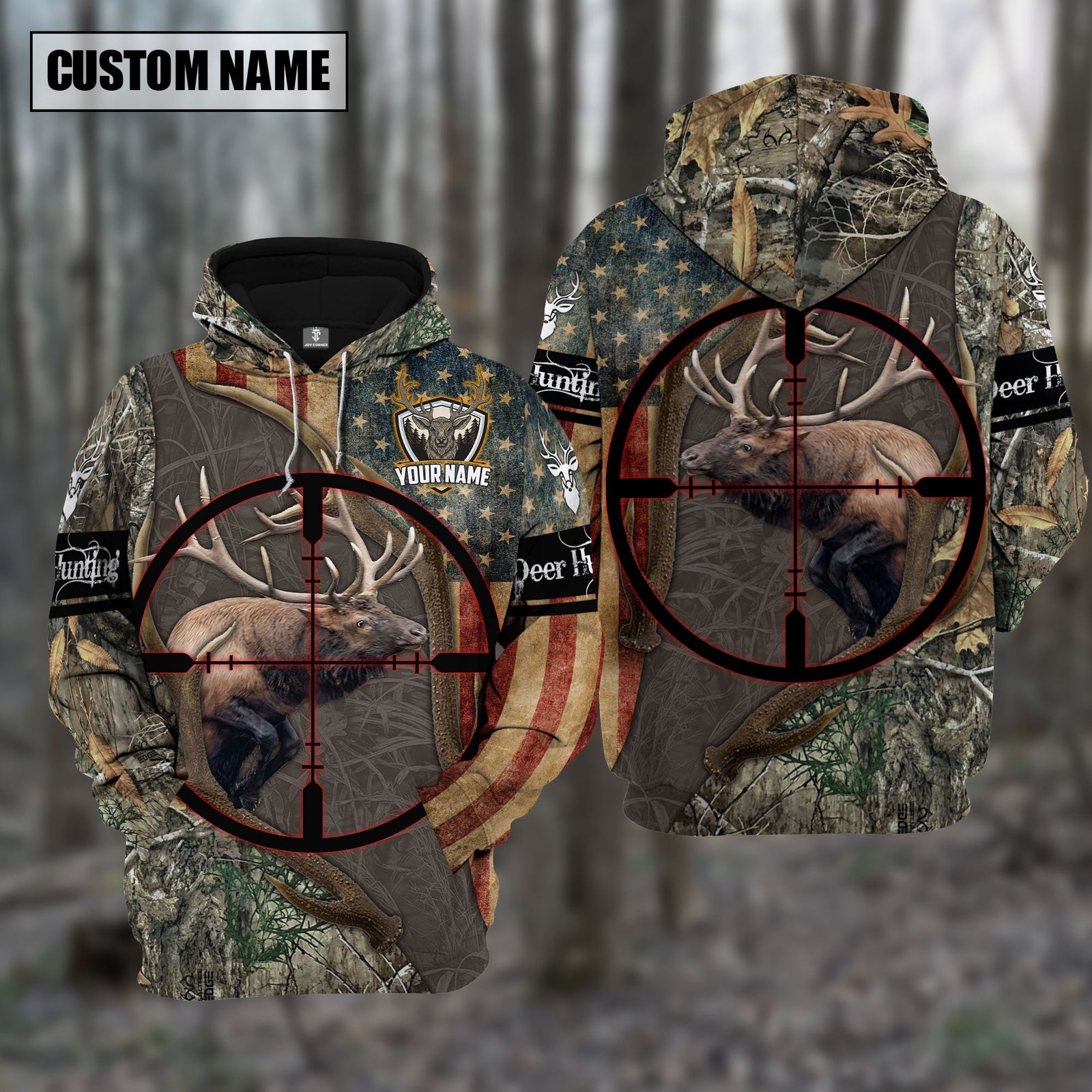Blisscorners Custom Name Hunting Elk Gray Camo Shirt 3D All Over Printed Clothes