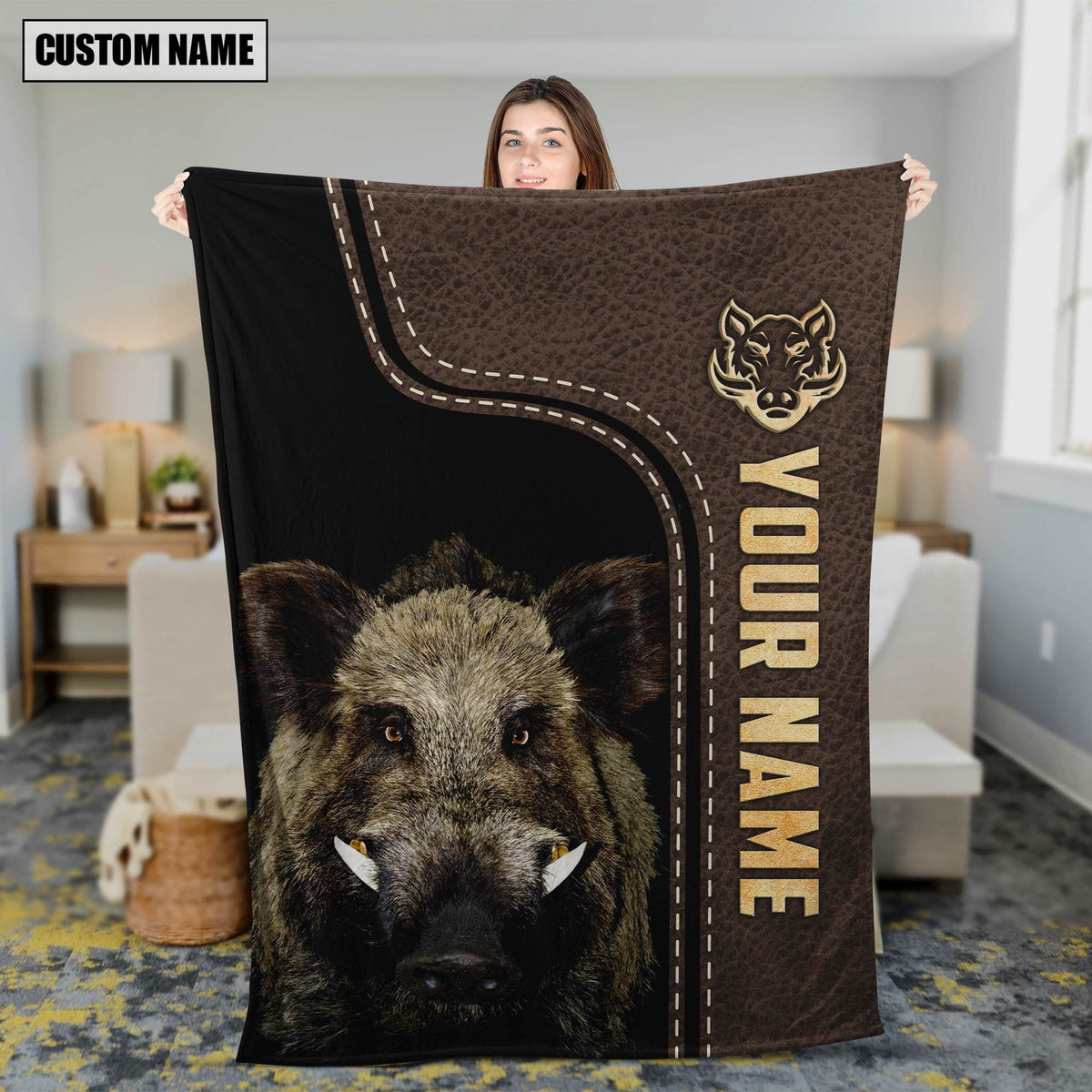 Blisscorners Personalized Boar Hunting Blanket