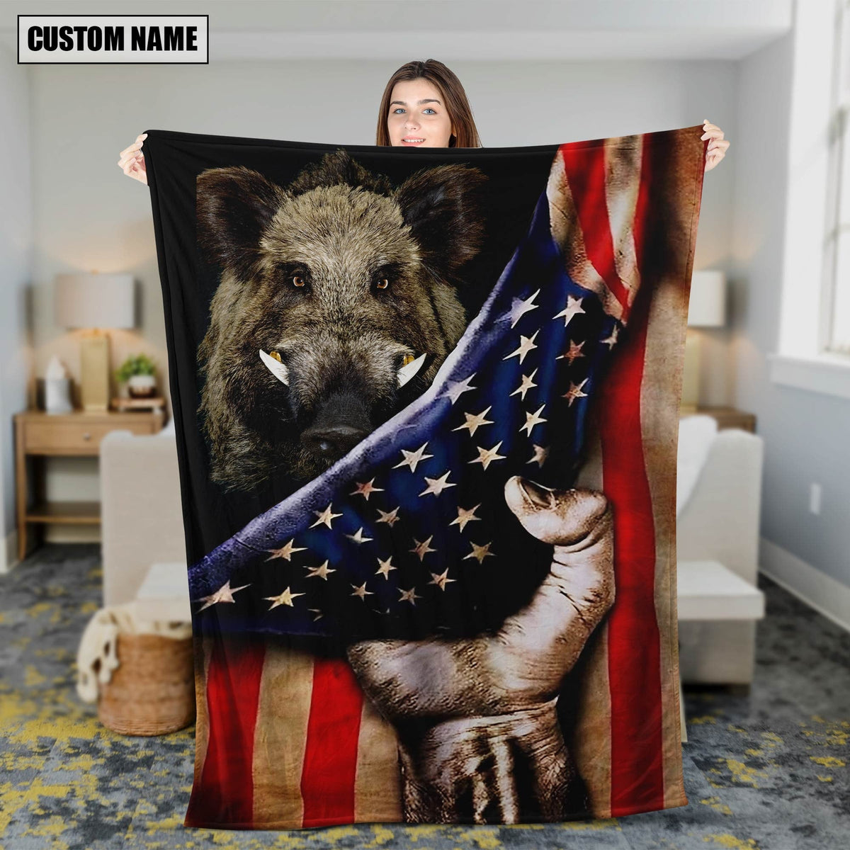 Blisscorners Personalized Boar Hunting Blanket