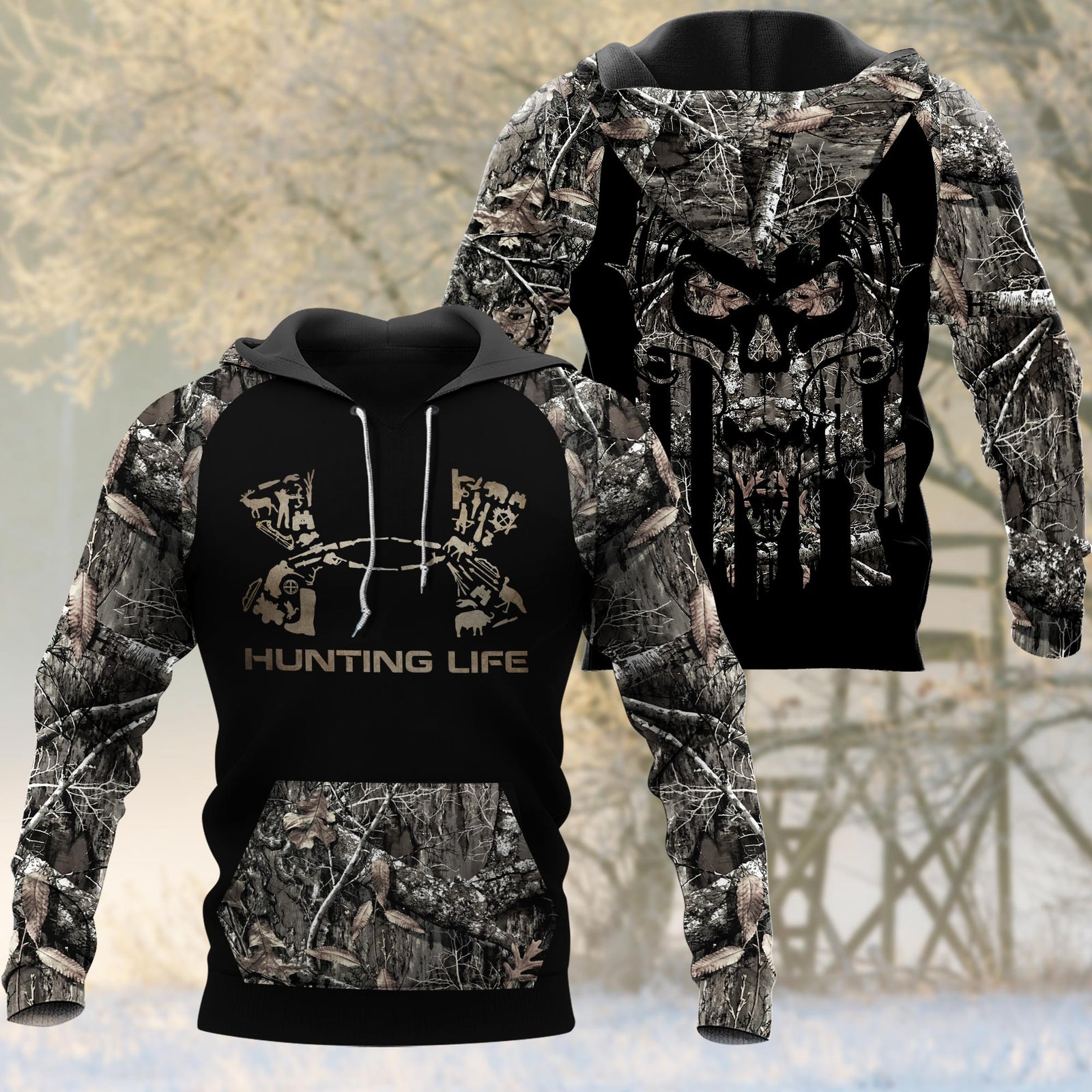 Blisscorners Hunting Life 3D Shirts (Green & Grey Color)