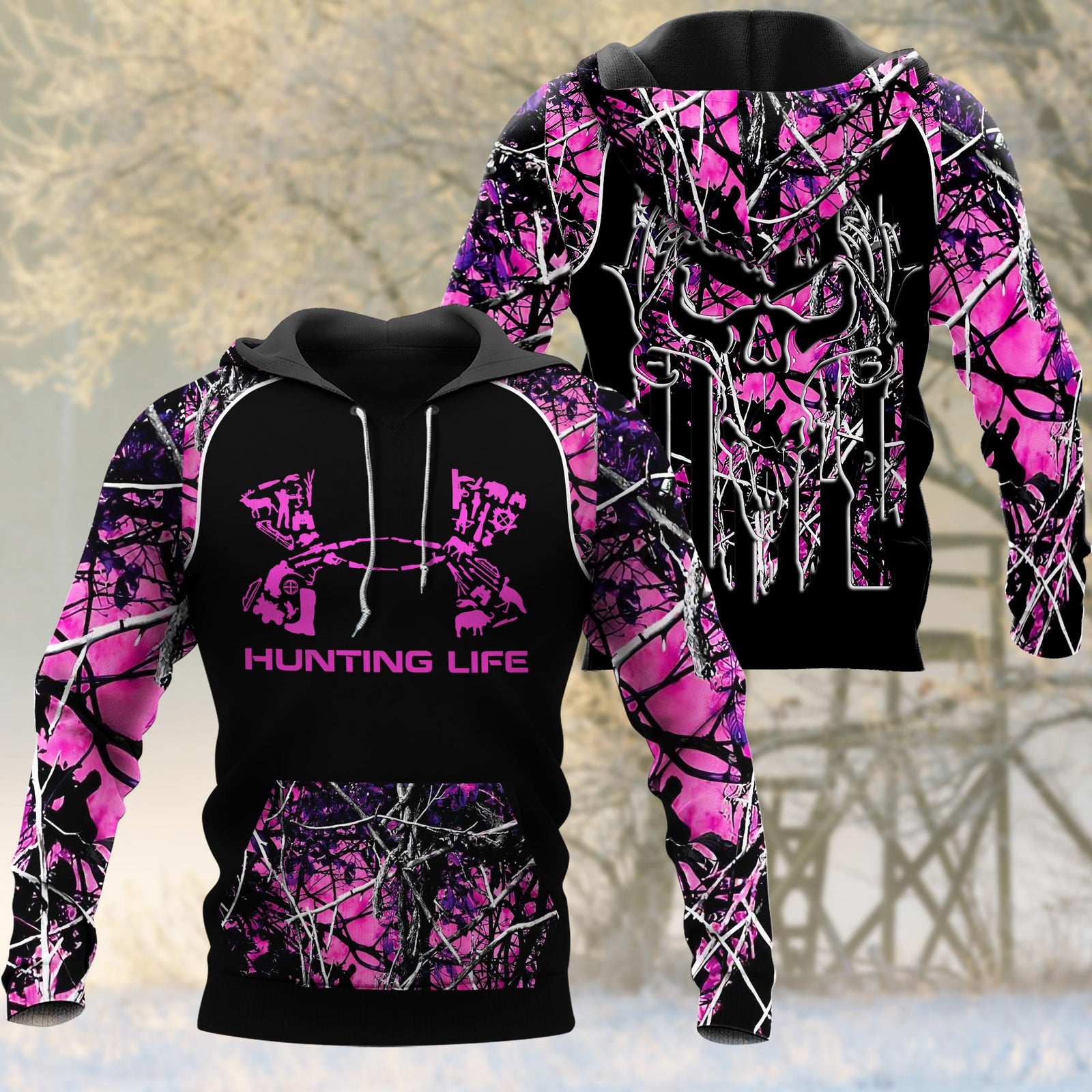 Blisscorners Hunting Life 3D Shirts (White, Brown & Pink)