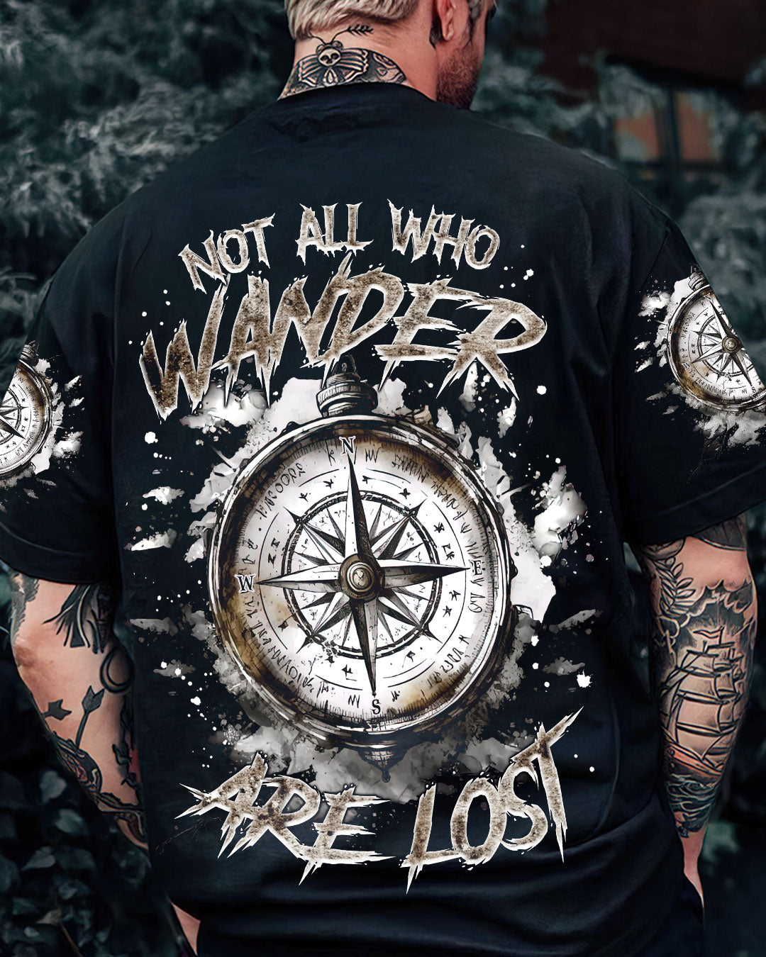 BLISSCORNERS NOT ALL WHO WANDER ARE LOST COMPASS ALL OVER PRINT
