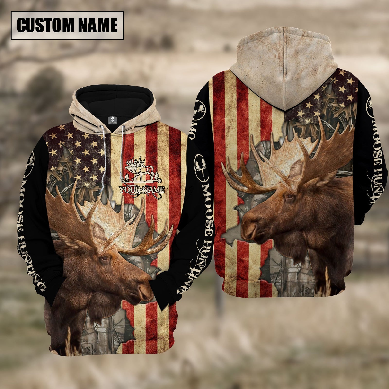 Blisscorners Custom Name Moose Hunting America Shirt 3D All Over Printed Clothes