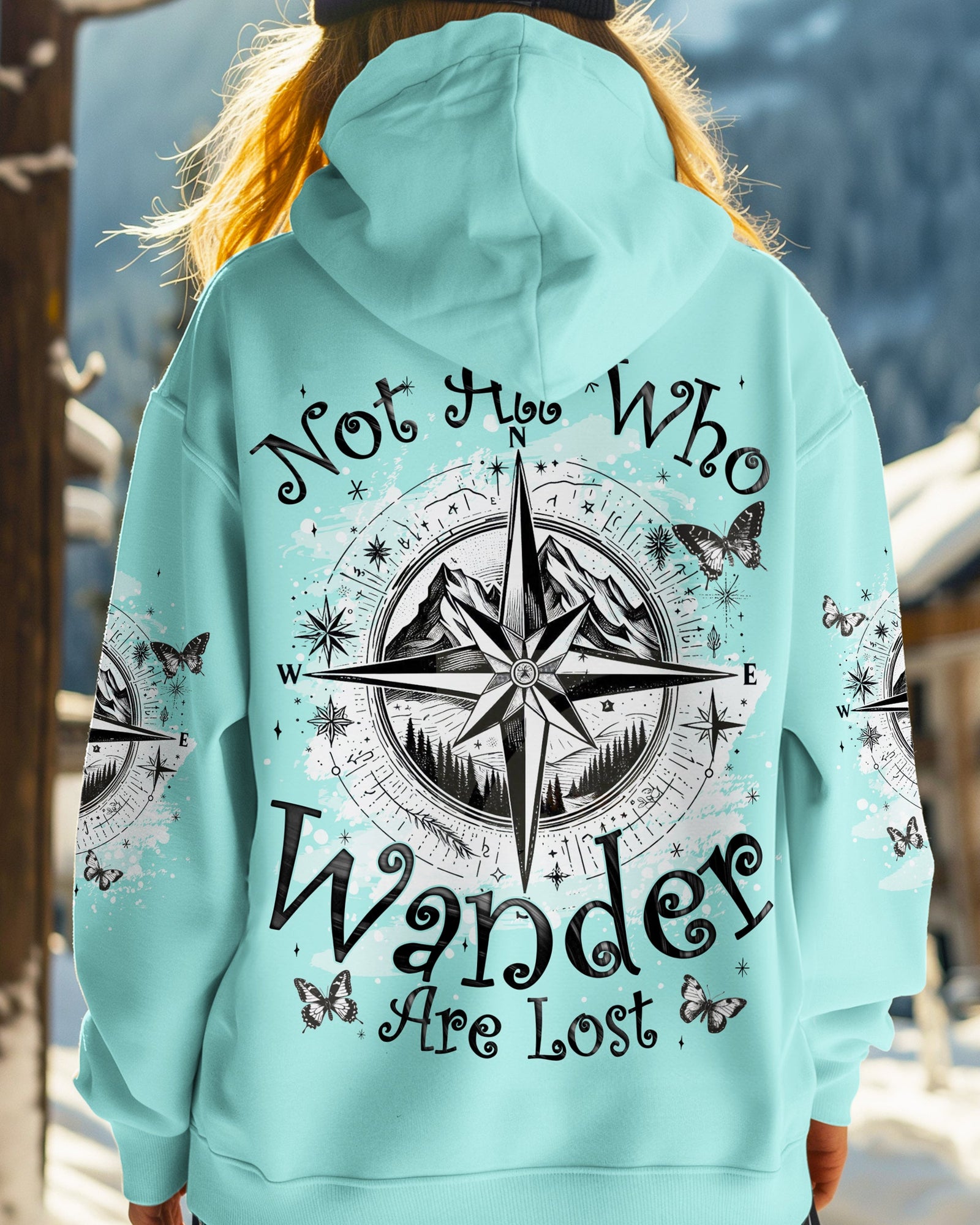 BLISSCORNERS NOT ALL WHO WANDER ARE LOST COMPASS ALL OVER PRINT