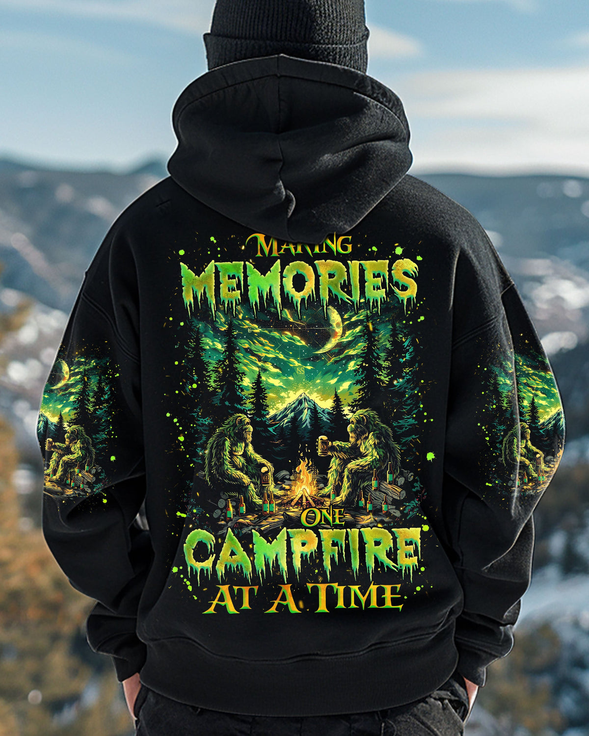 BLISSCORNERS MAKING MEMORIES ONE CAMPFIRE AT A TIME BIGFOOT  ALL OVER PRINT