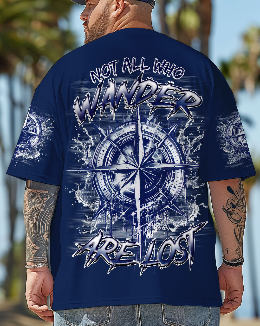 BLISSCORNERS NOT ALL WHO WANDER ARE LOST COMPASS ALL OVER PRINT