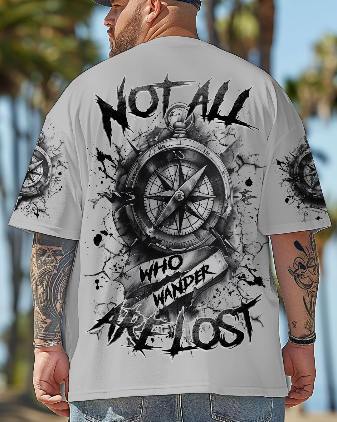 BLISSCORNERS NOT ALL WHO WANDER ARE LOST COMPASS ALL OVER PRINT