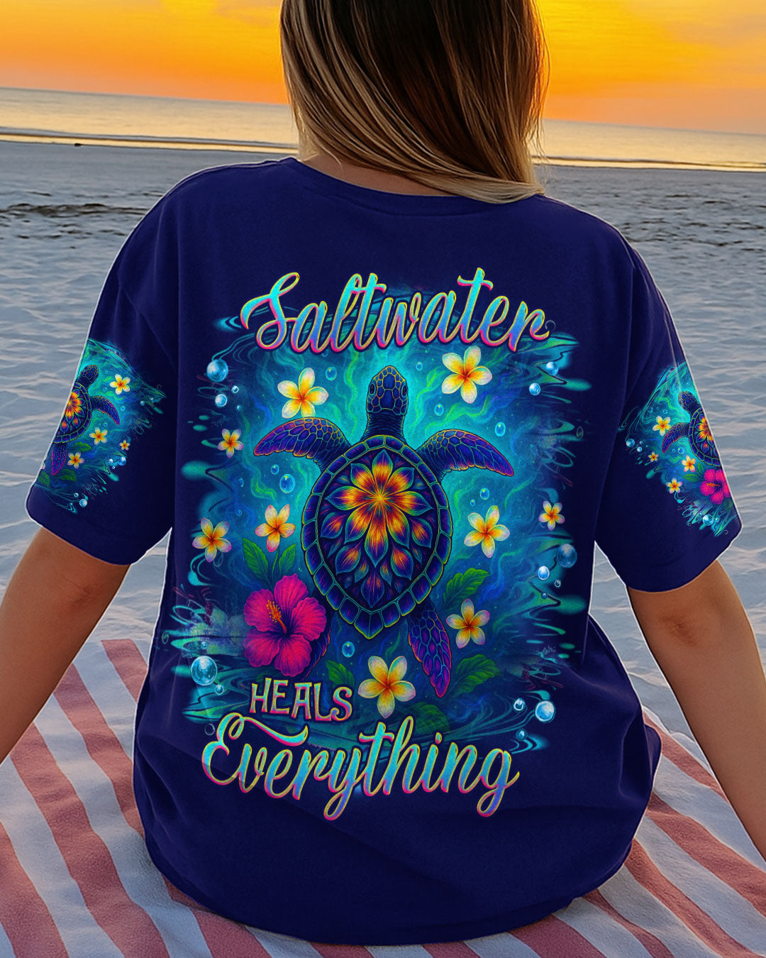 BLISSCORNERS SALTWATER HEALS EVERYTHING TURTLE ALL OVER PRINT