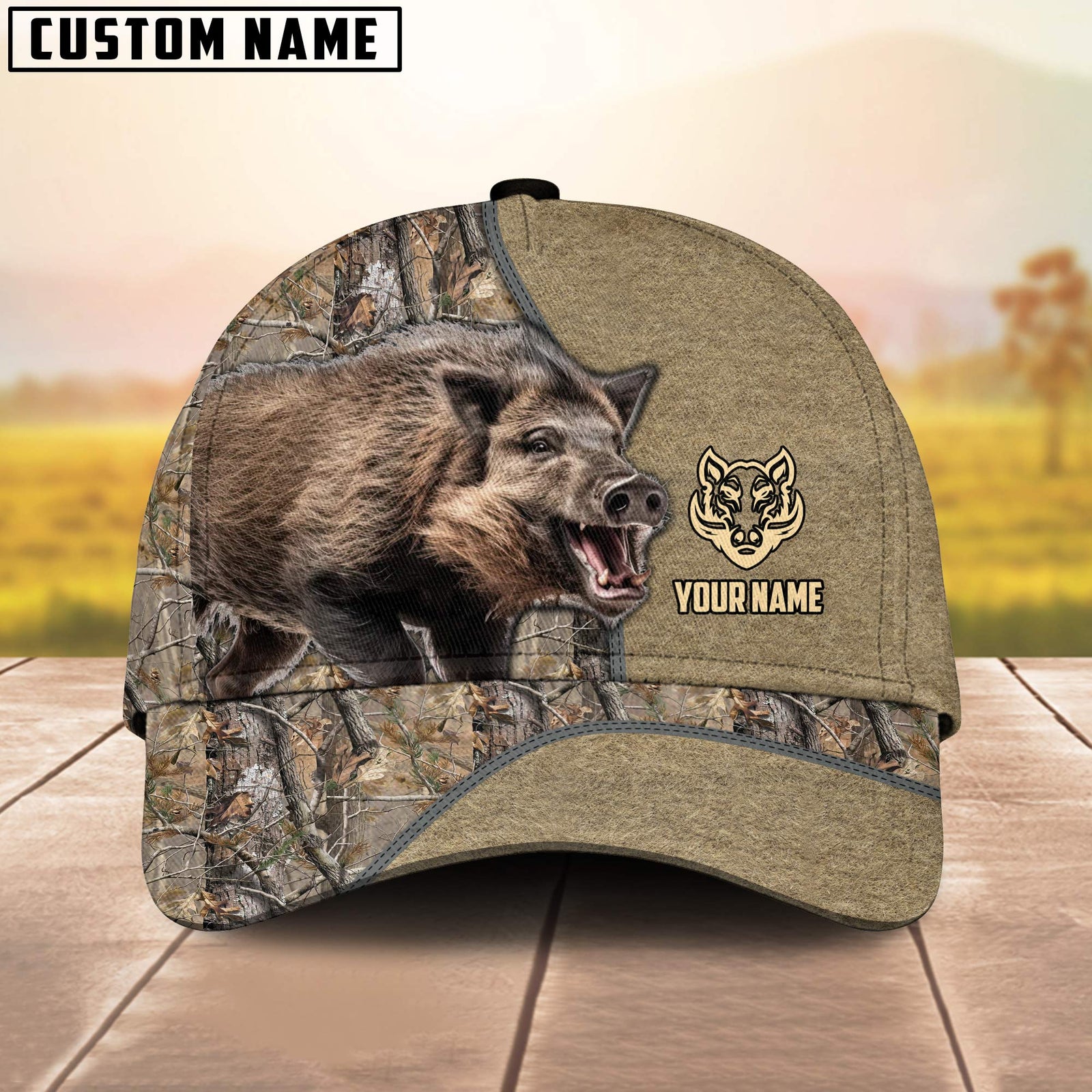 Blisscorners Boar Hunting Classic Pattern Personalized Hats 3D Multicolored