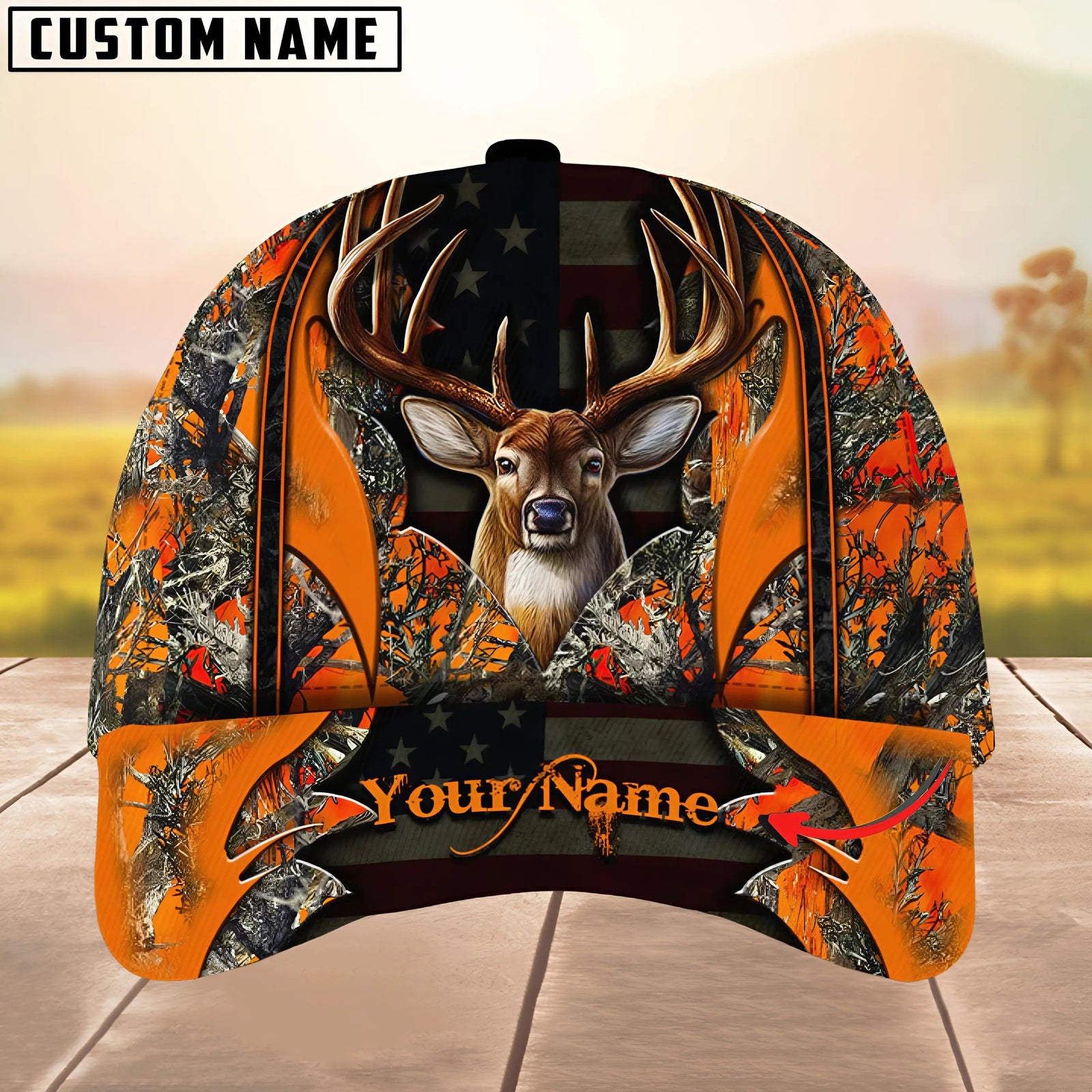 Blisscorners Deer Hunting The Best Of Flag Multicolor Option Personalized Name 3D Cap