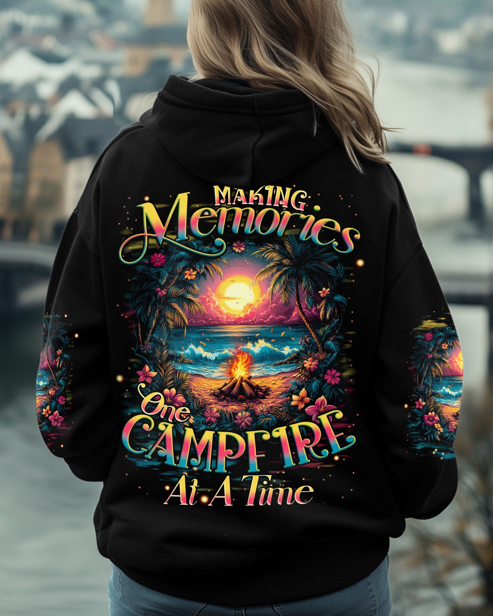 BLISSCORNERS MAKING MEMORIES ONE CAMPFIRE AT A TIME BEACH ALL OVER PRINT
