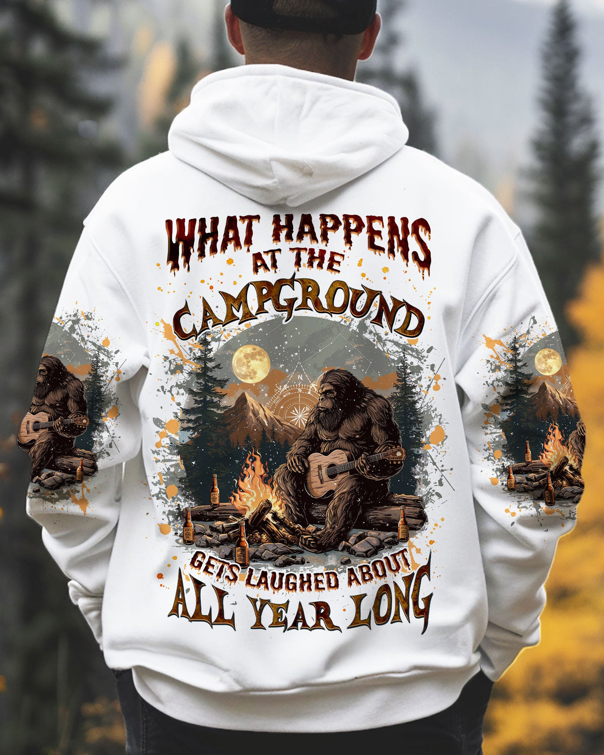 BLISSCORNERS WHAT HAPPENS AT THE CAMPGROUND BIGFOOT ALL OVER PRINT