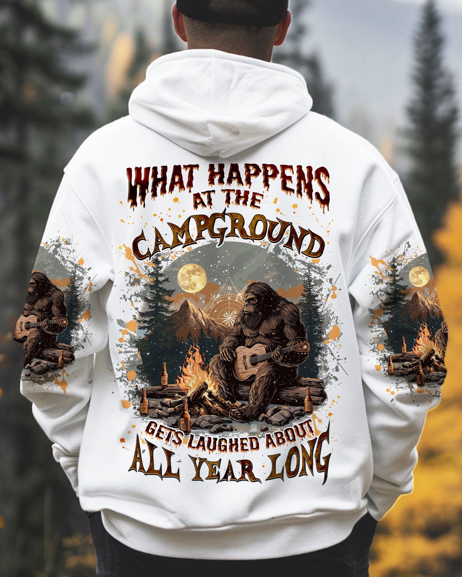 BLISSCORNERS WHAT HAPPENS AT THE CAMPGROUND BIGFOOT ALL OVER PRINT