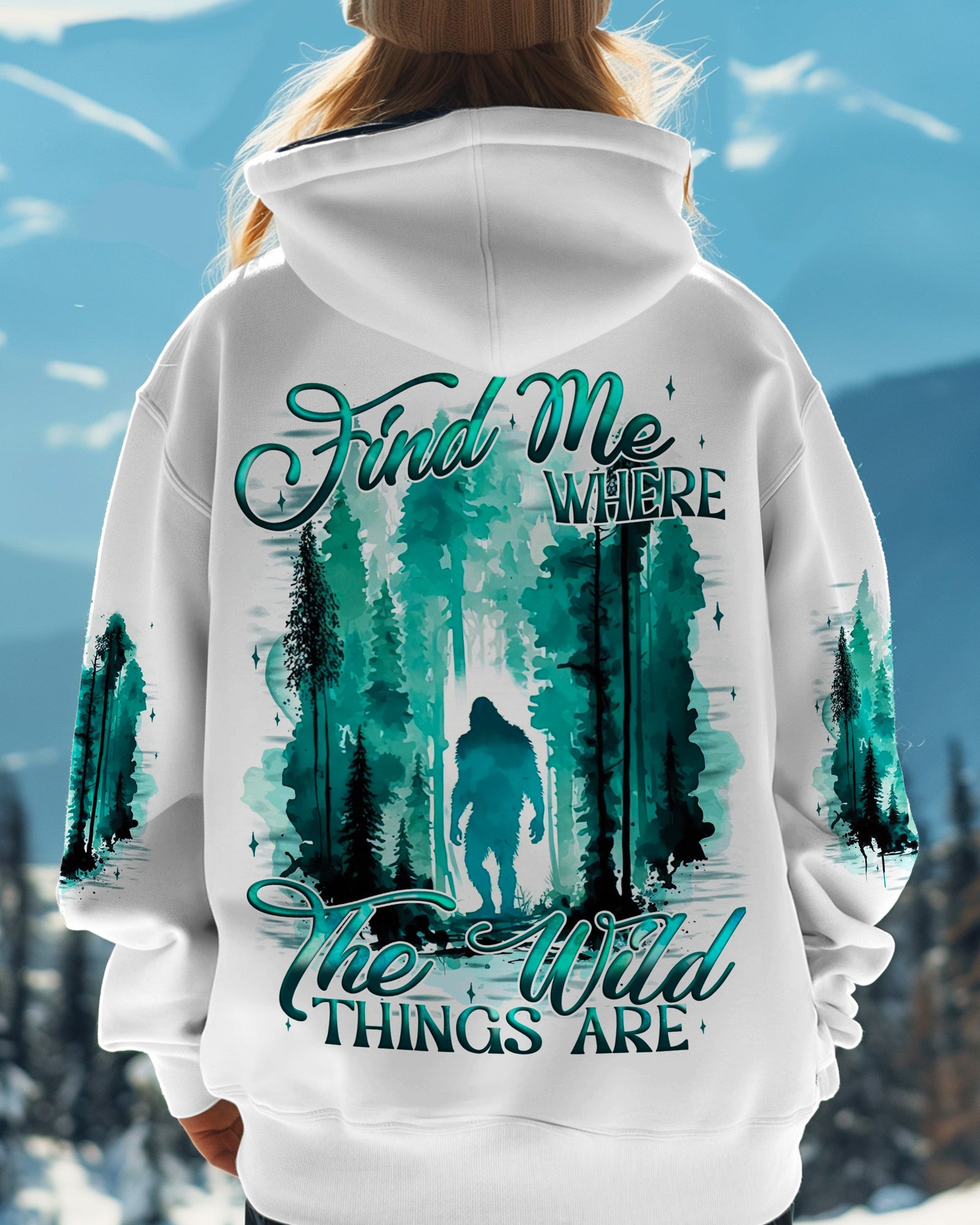 BLISSCORNERS FIND ME WHERE THE WILD THINGS ARE BIGFOOT  ALL OVER PRINT