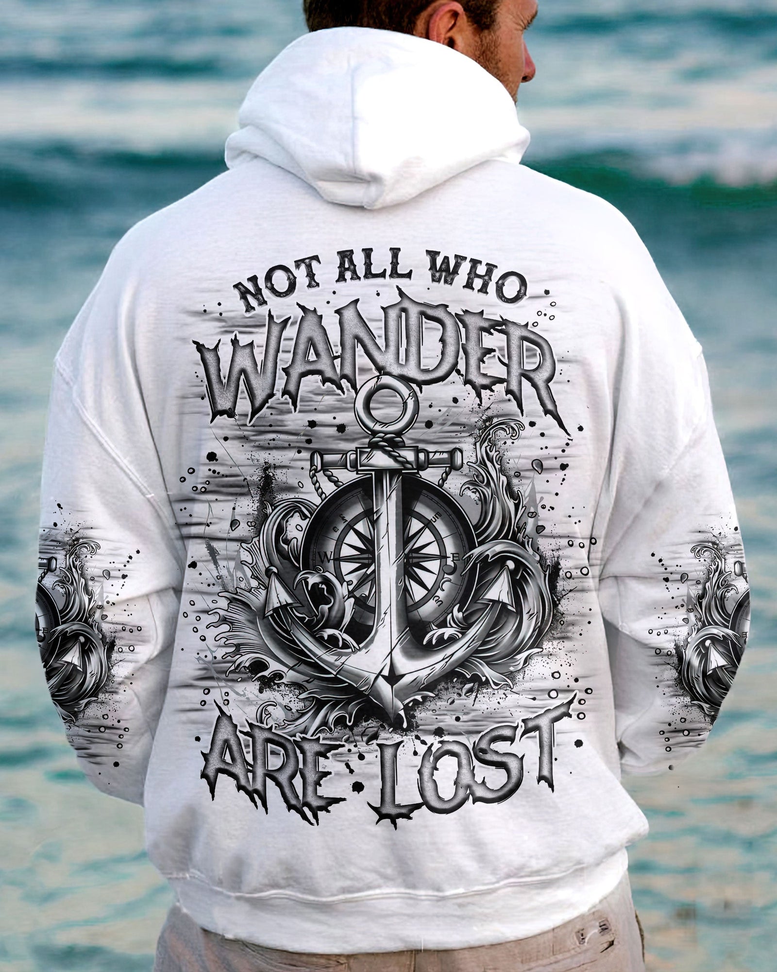 BLISSCORNERS NOT ALL WHO WANDER ARE LOST ANCHOR COMPASS ALL OVER PRINT