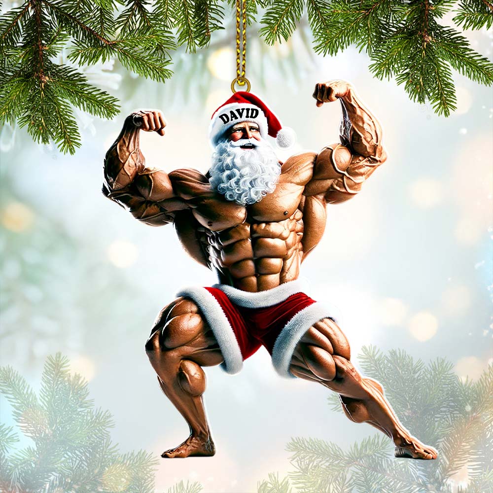Blisscorners Santa Bodybuilder Christmas Ornament, Personalized Ornament2D Flat LM2211