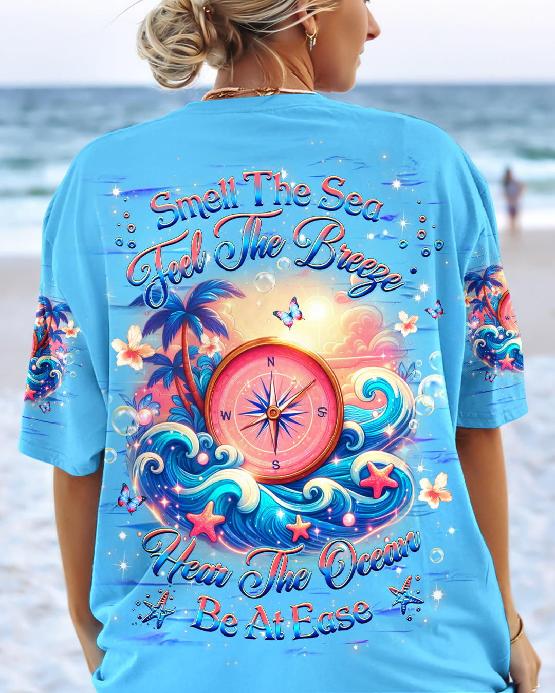 BLISSCORNERS SMELL THE SEA FEEL THE BREEZE COMPASS ALL OVER PRINT