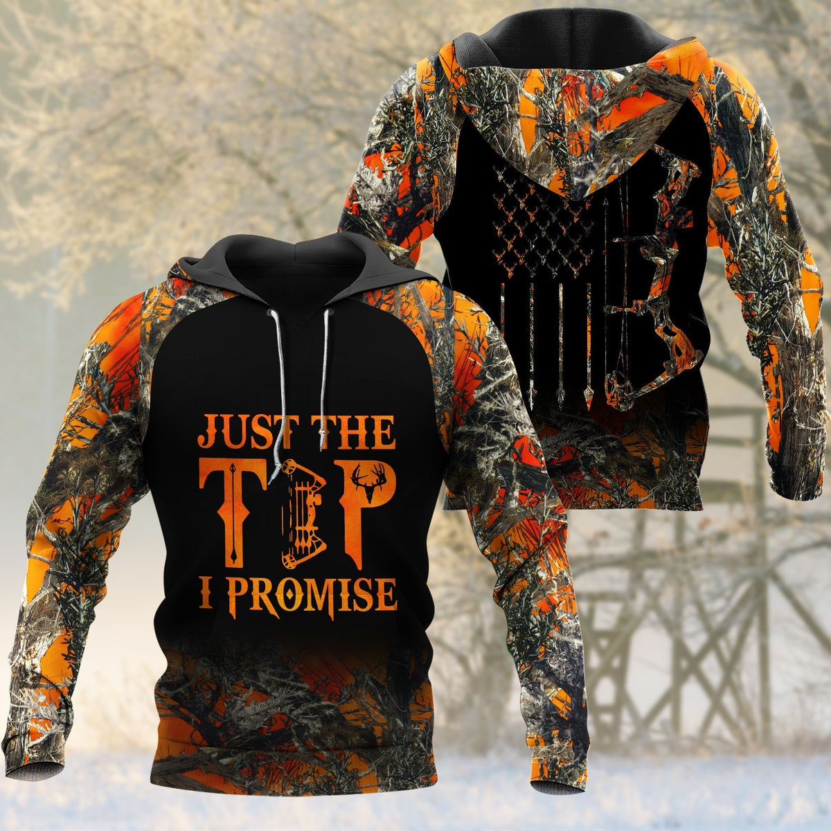 Blisscorners BowHunting Just The Tip I Promise Orange Camouflage Hunting Apparels