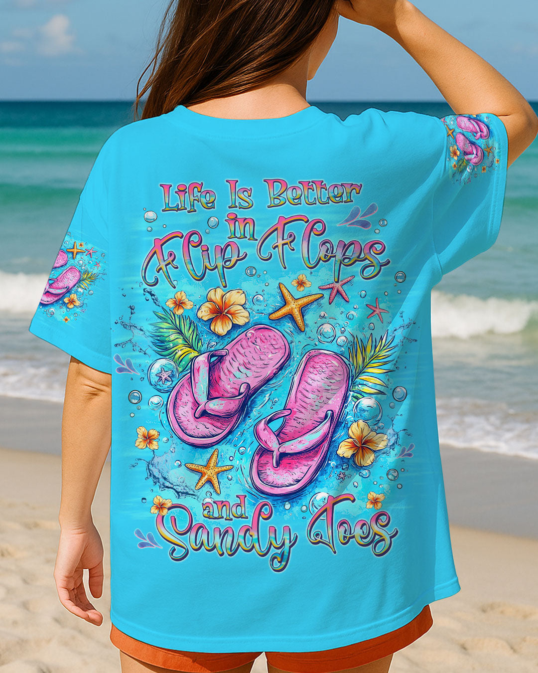 BLISSCORNERS LIFE IS BETTER IN FLIP-FLOPS AND SANDY TOES ALL OVER PRINT