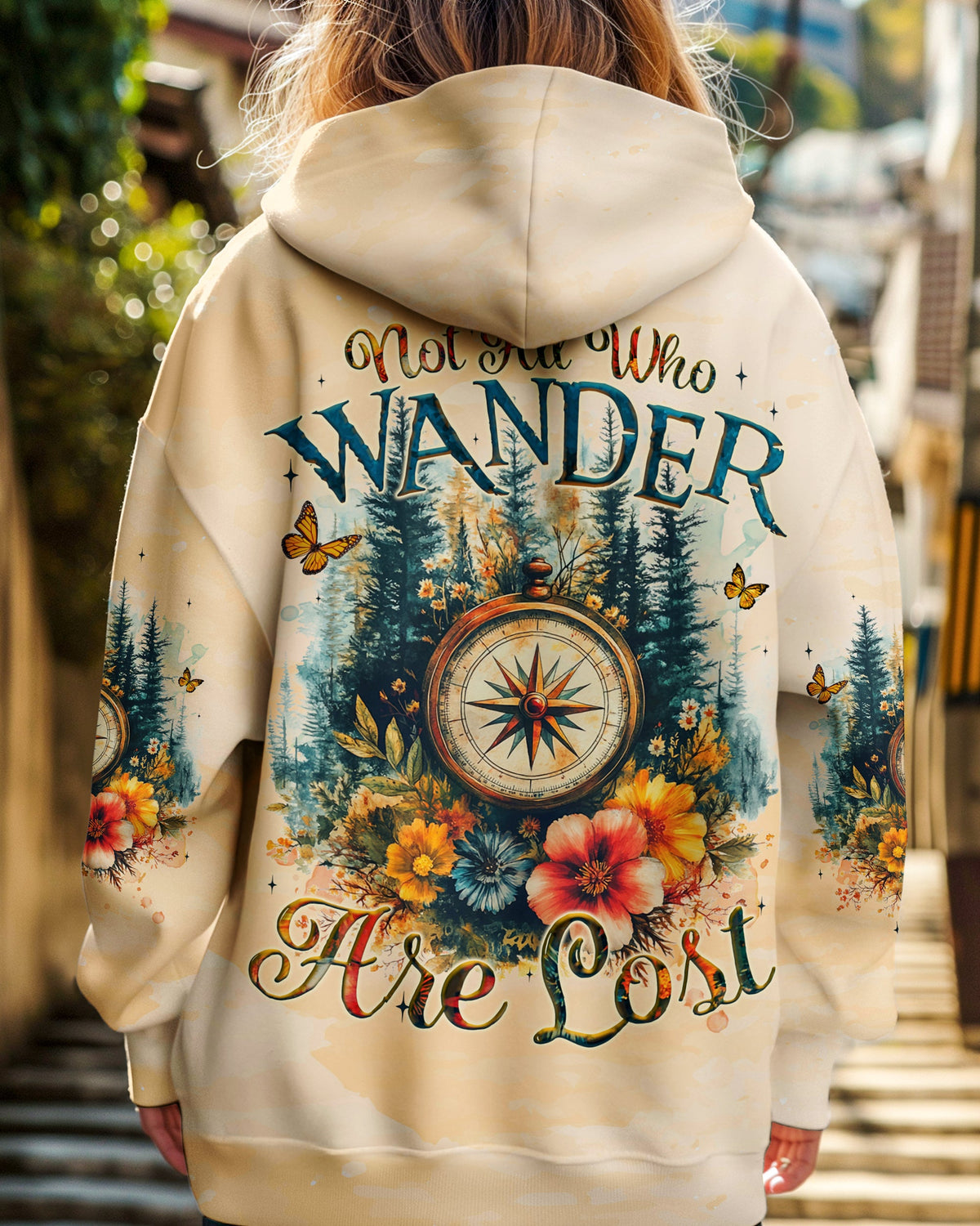 BLISSCORNERS NOT ALL WHO WANDER ARE LOST COMPASS ALL OVER PRINT