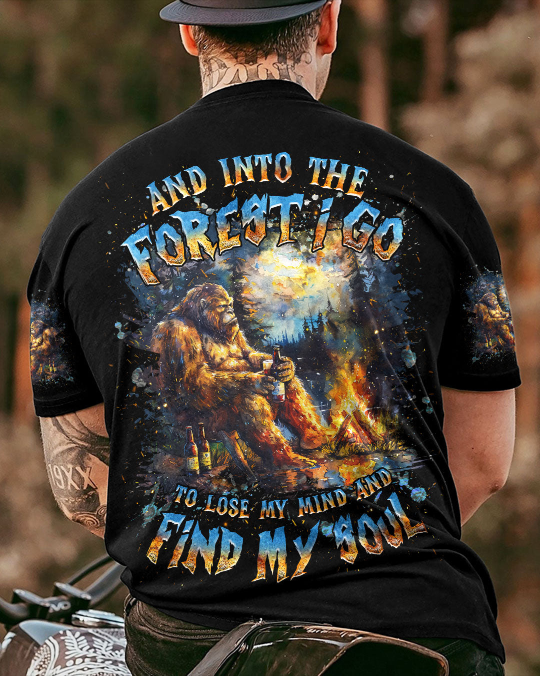BLISSCORNERS AND INTO THE FOREST I GO BIGFOOT ALL OVER PRINT
