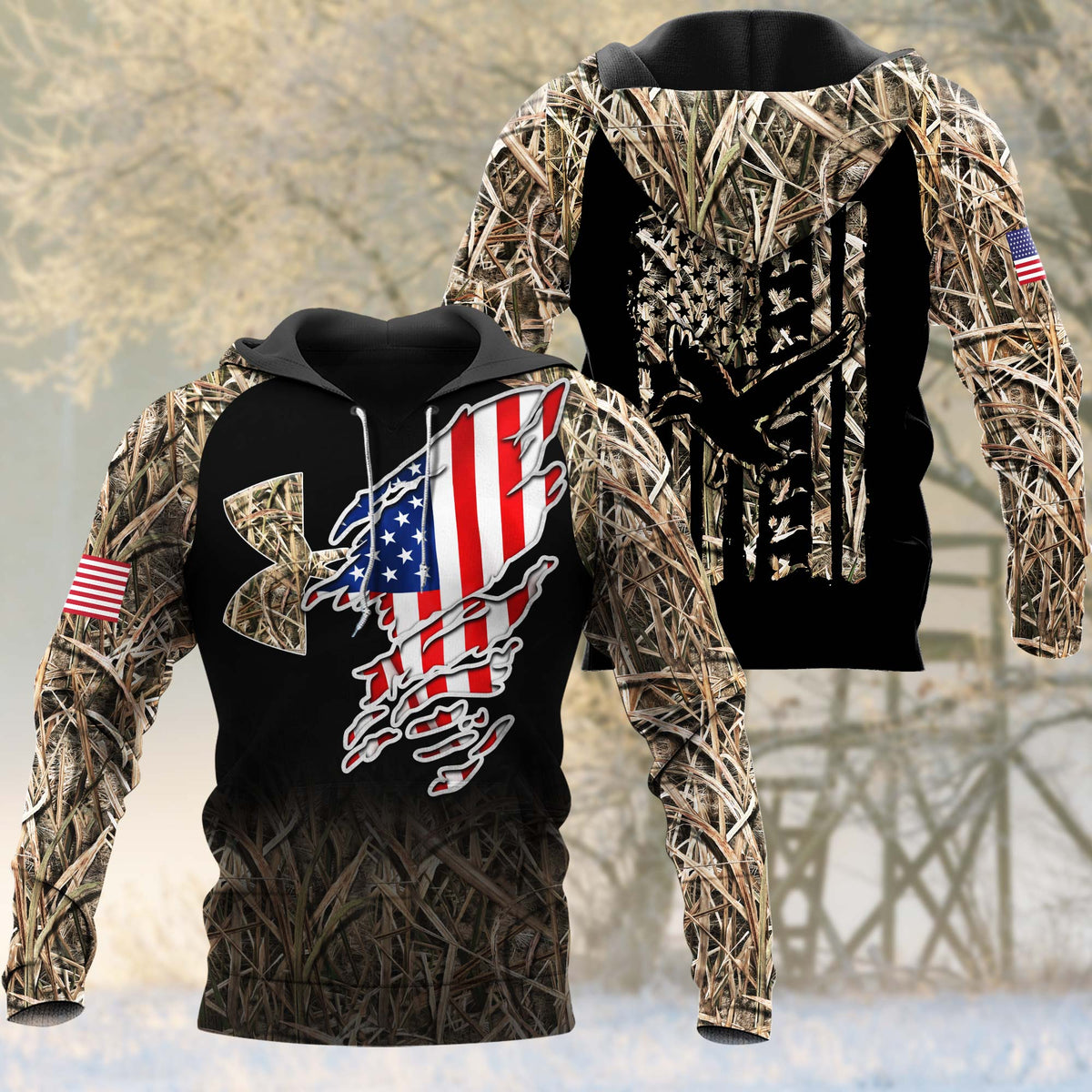 Blisscorners Ripped American Flag Duck Hunting Apparels
