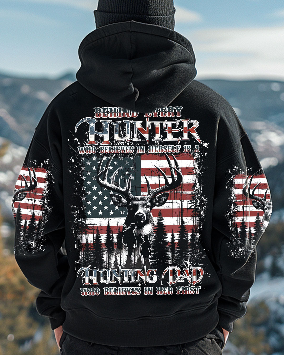 BLISSCORNERS BEHIND EVERY HUNTER HUNTING DEER ALL OVER PRINT