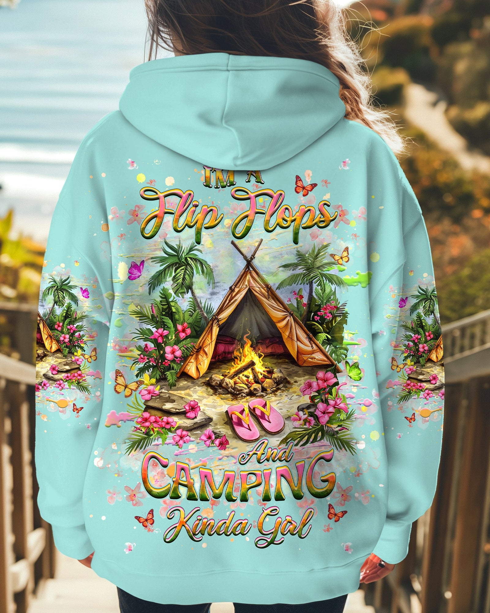 BLISSCORNERS I'M A FLIP FLOPS AND CAMPING KINDA GIRL ALL OVER PRINT