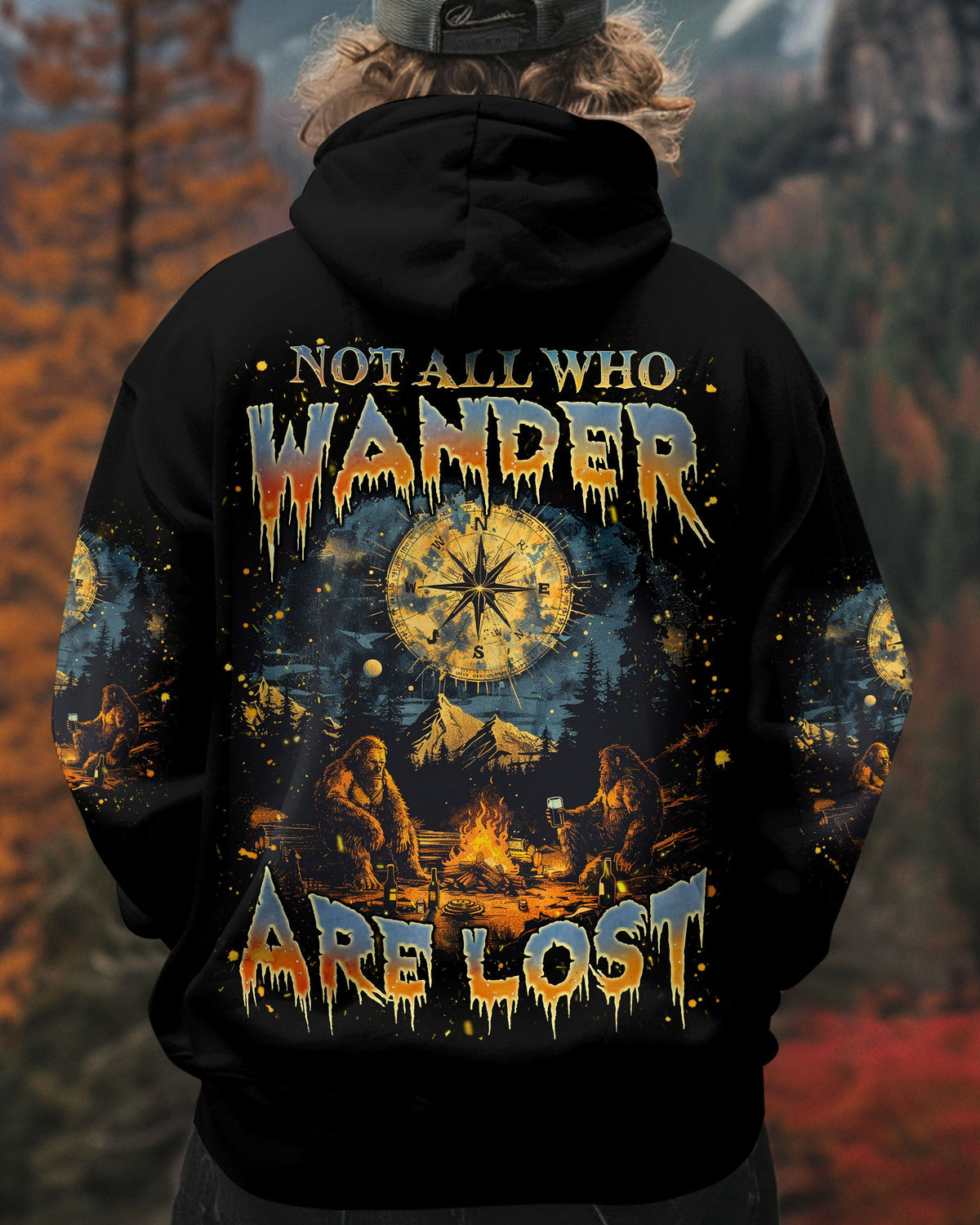 BLISSCORNERS NOT ALL WHO WANDER ARE LOST BIGFOOT ALL OVER PRINT