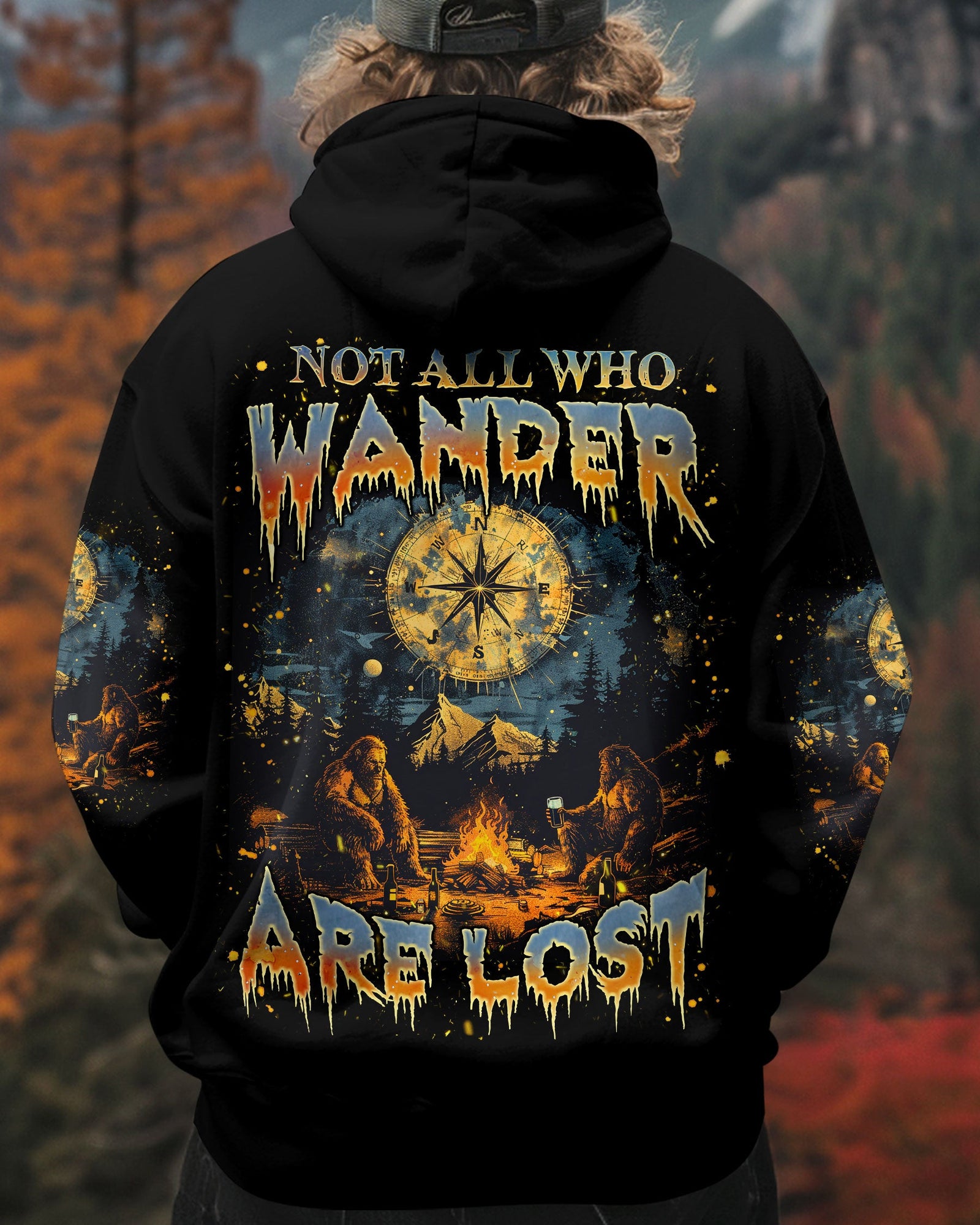 BLISSCORNERS NOT ALL WHO WANDER ARE LOST BIGFOOT ALL OVER PRINT