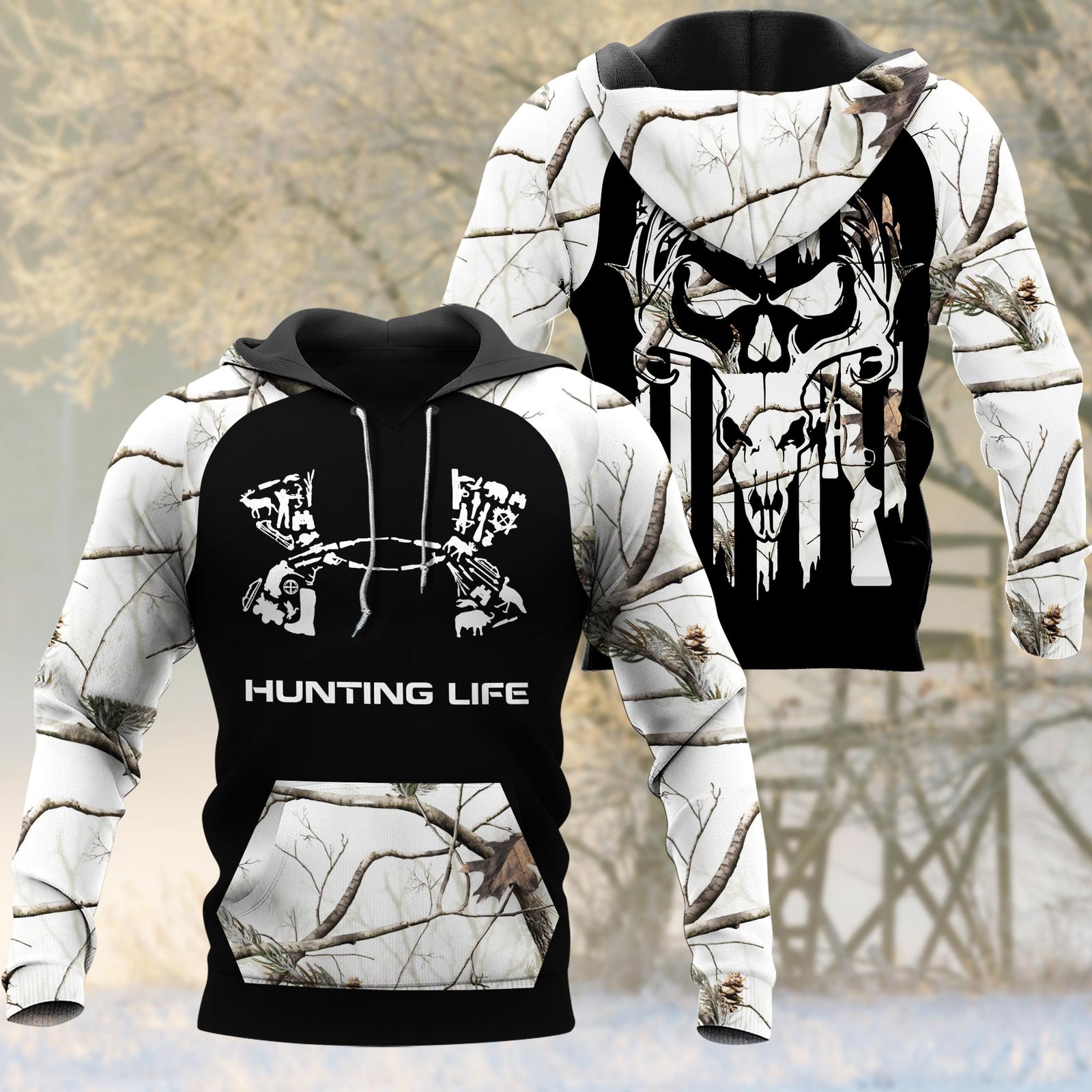 Blisscorners Hunting Life 3D Shirts (White, Brown & Pink)