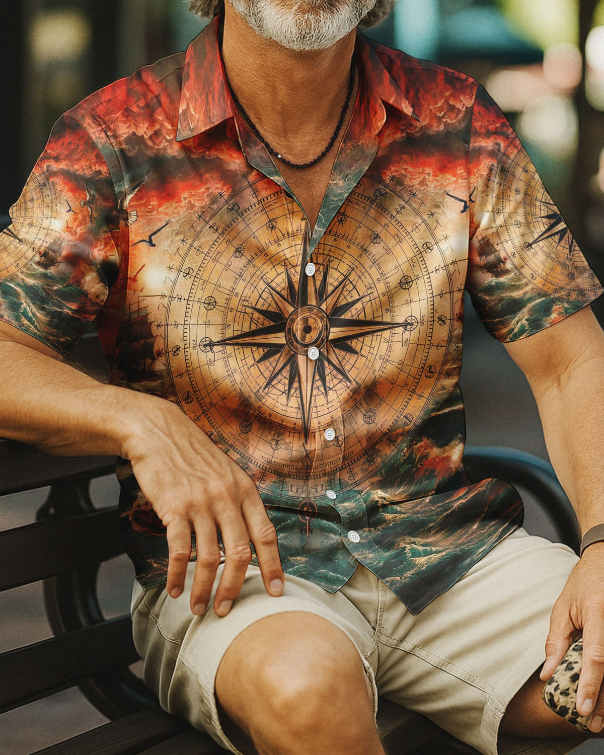 BLISSCORNERS COMPASS OCEAN HAWAIIAN SHIRT